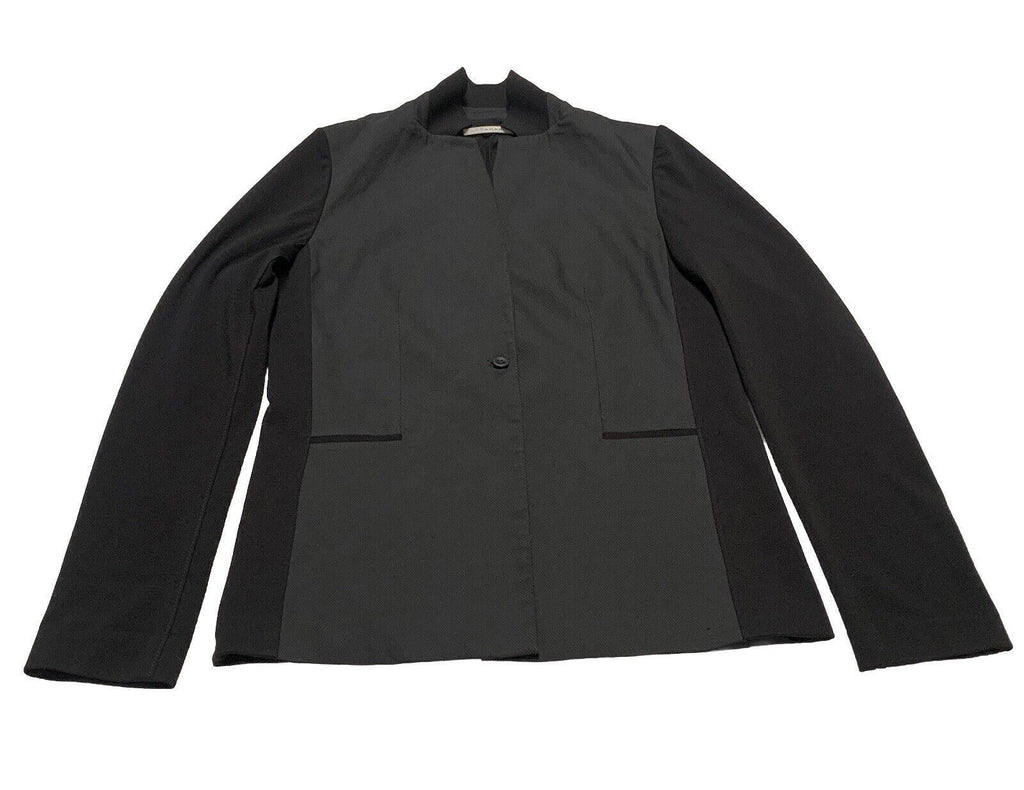 Blazer de punto Tahari de doble textura para mujer, talla 4, negro y gris
