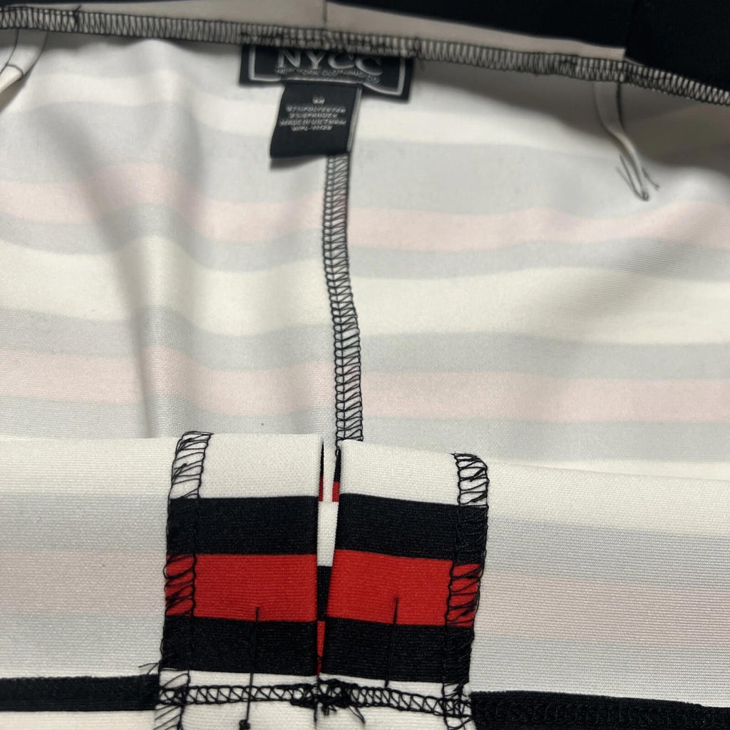 Falda tubo modesta hasta la rodilla con rayas rojas y negras de NYCC para mujer, talla M