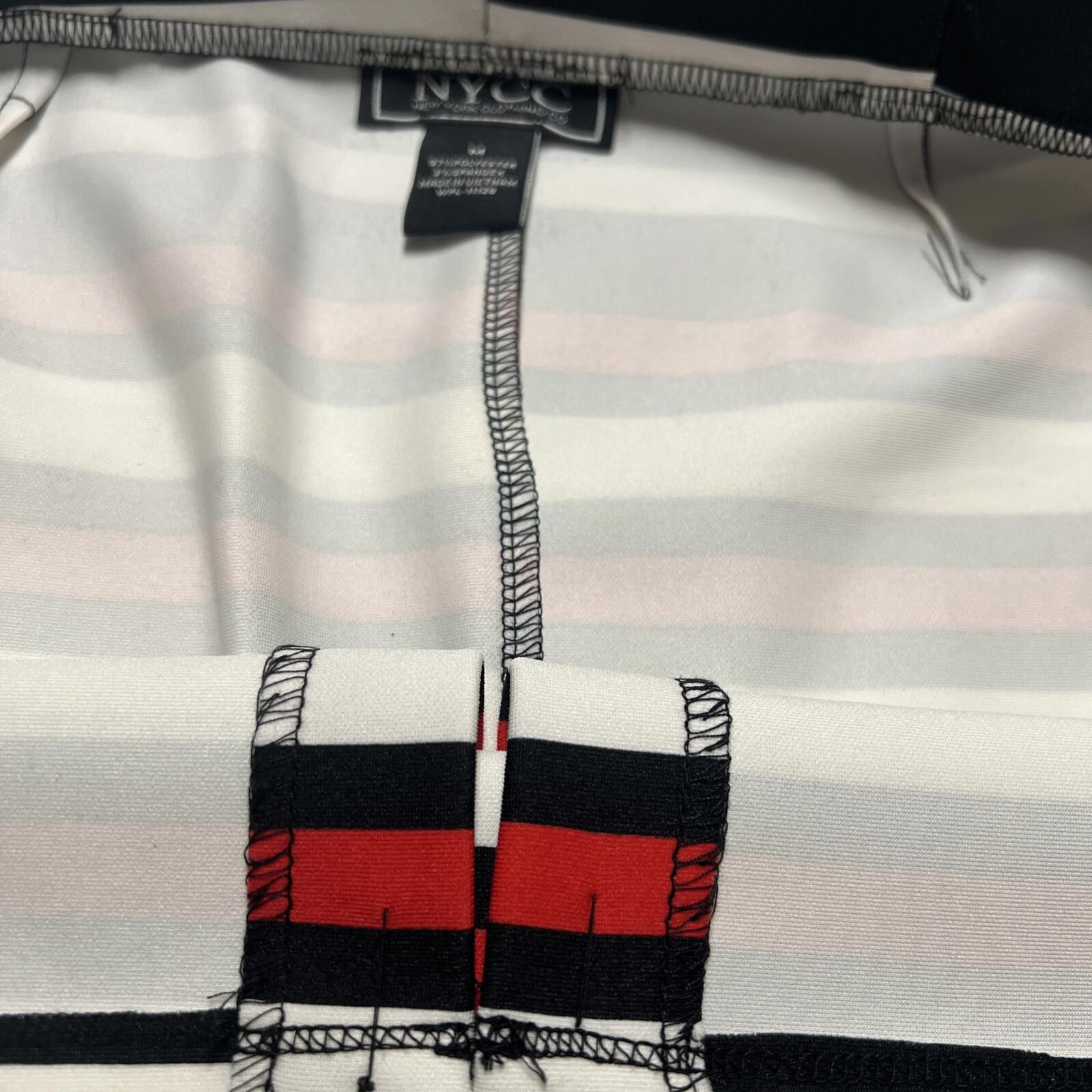Falda tubo modesta hasta la rodilla con rayas rojas y negras de NYCC para mujer, talla M