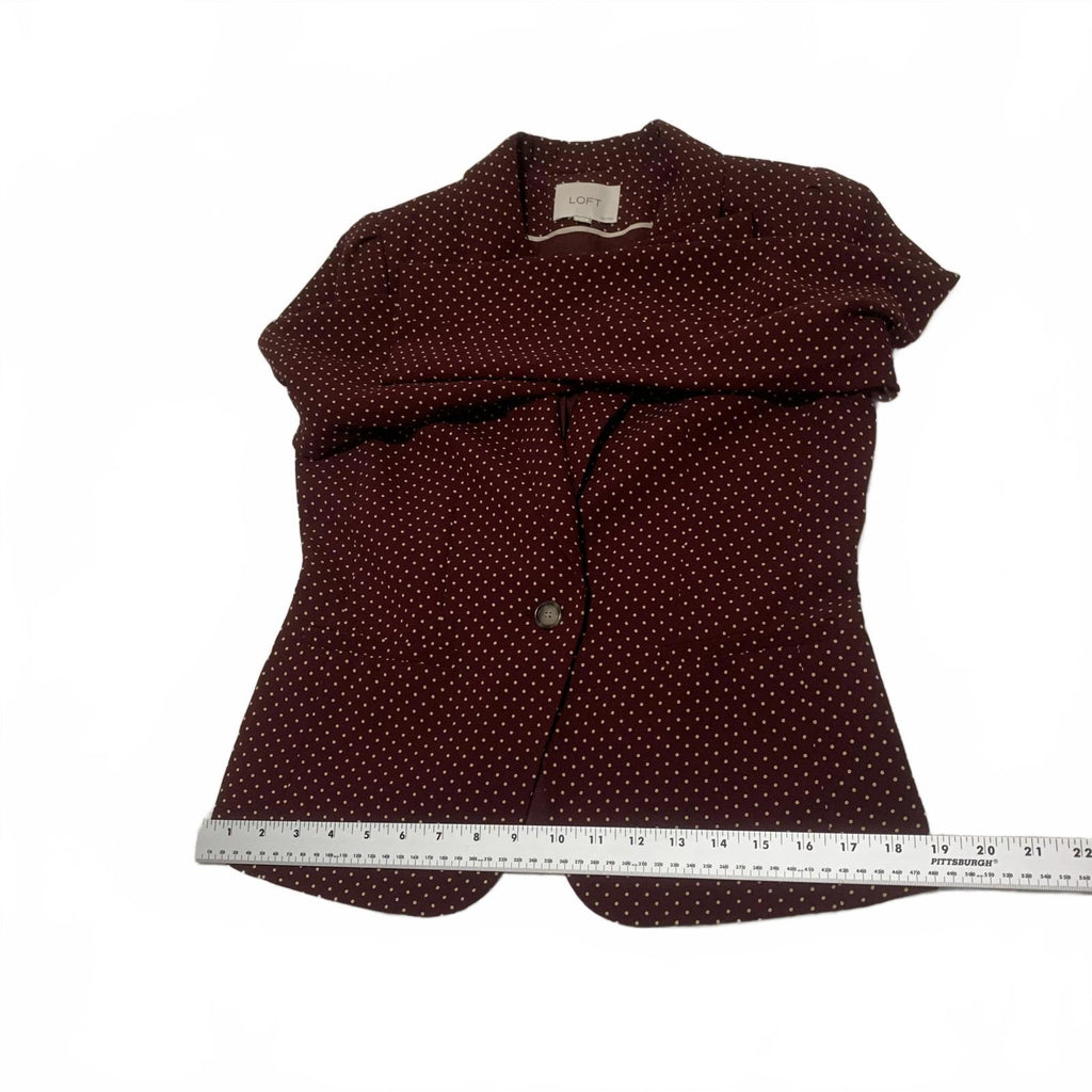 LOFT Ann Taylor Women's Jacket Size S Petite Burgundy Polka Dot Blazer