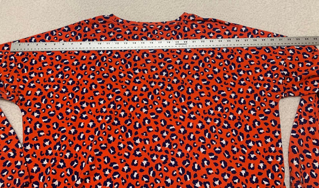 Blusa Cabana de Crown &amp; Ivy con estampado de leopardo en rojo y azul de manga larga para mujer, talla XL
