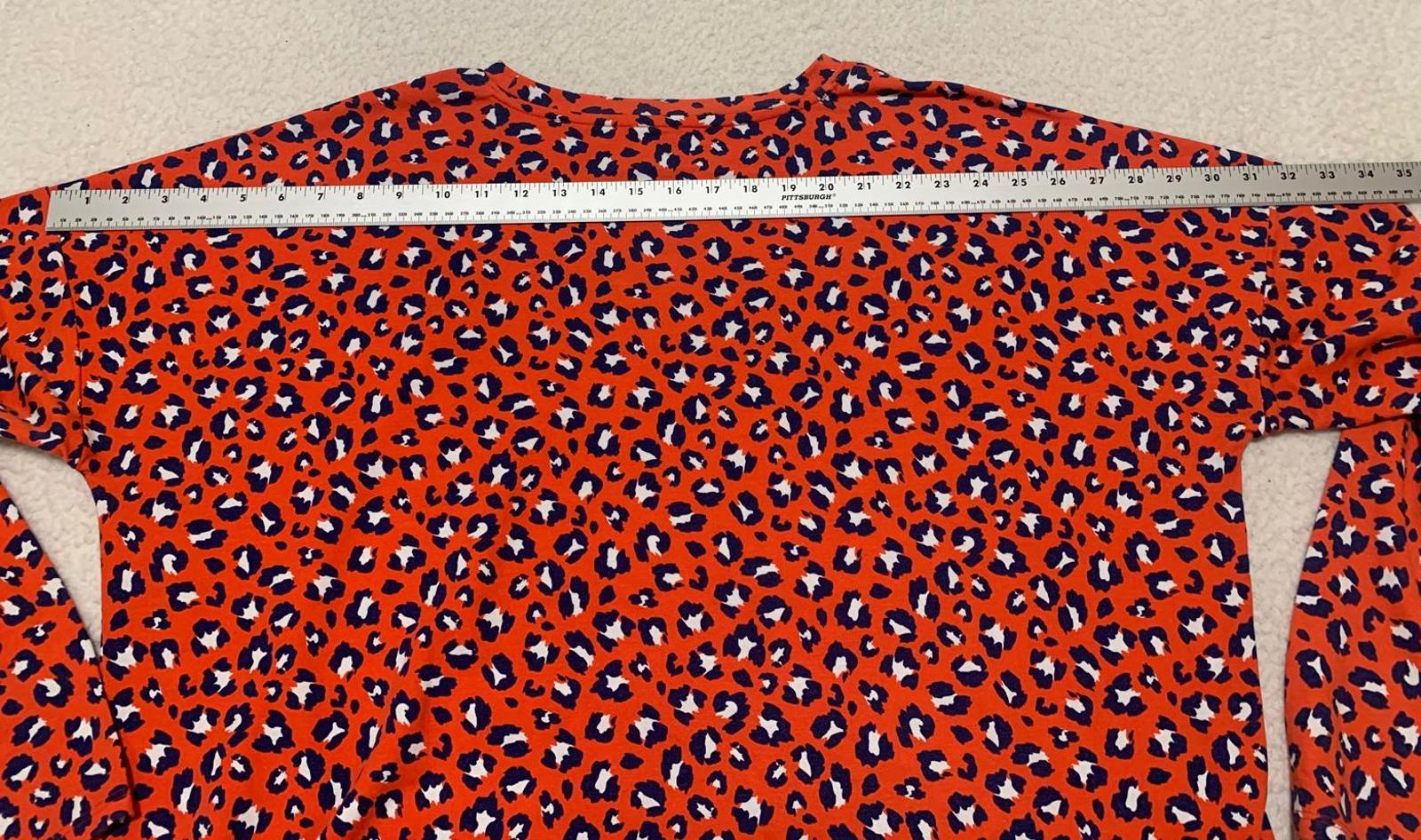 Blusa Cabana de Crown &amp; Ivy con estampado de leopardo en rojo y azul de manga larga para mujer, talla XL