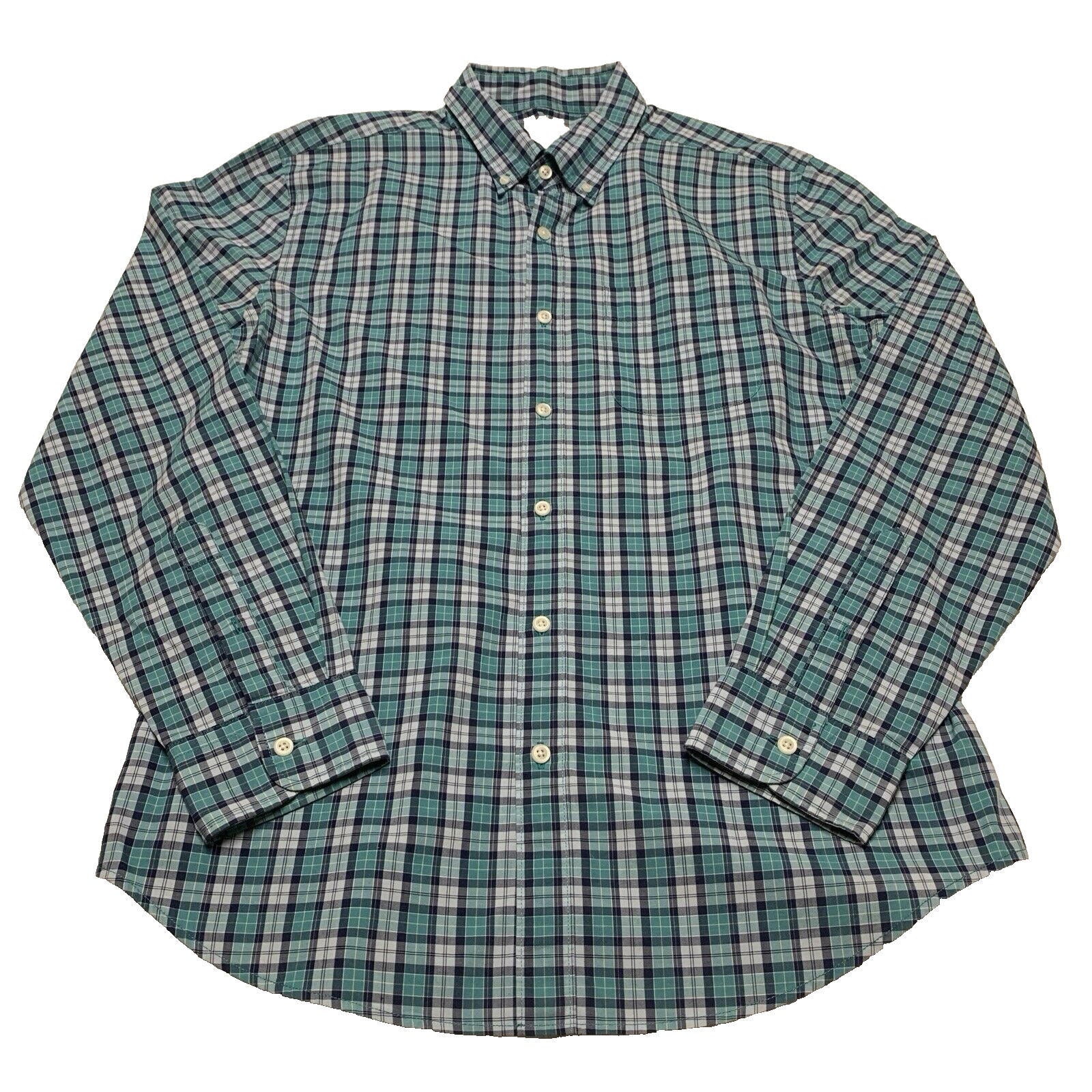 Camisa abotonada azul verdoso de manga larga a cuadros para mujer de American Eagle, talla grande