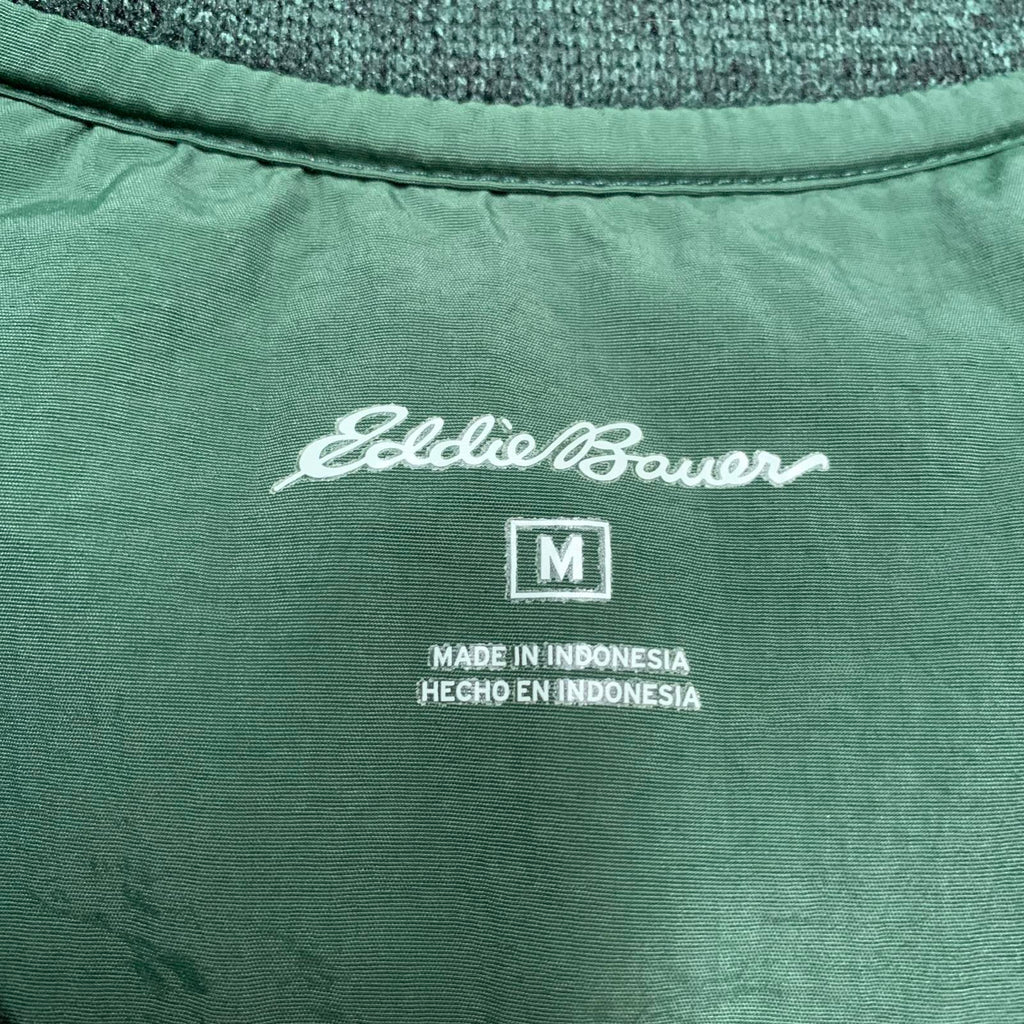 Suéter polar con cremallera de un cuarto verde oscuro mediano de Eddie Bauer para hombre
