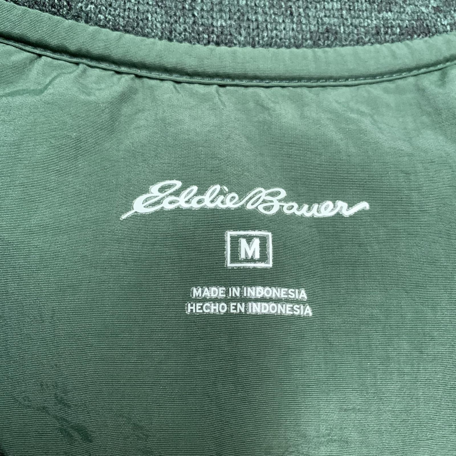 Suéter polar con cremallera de un cuarto verde oscuro mediano de Eddie Bauer para hombre