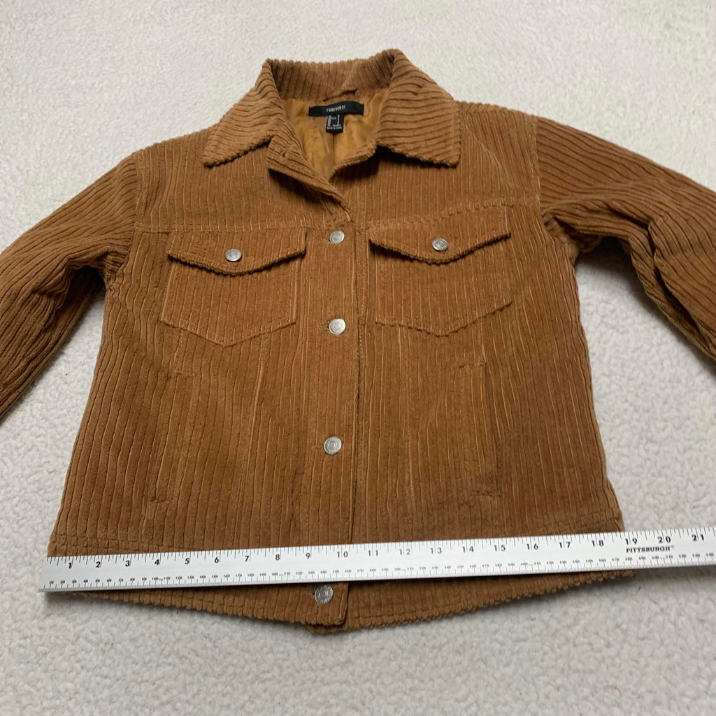 Forever 21 Women's Size Small Cognac Brown Corduroy Jacket