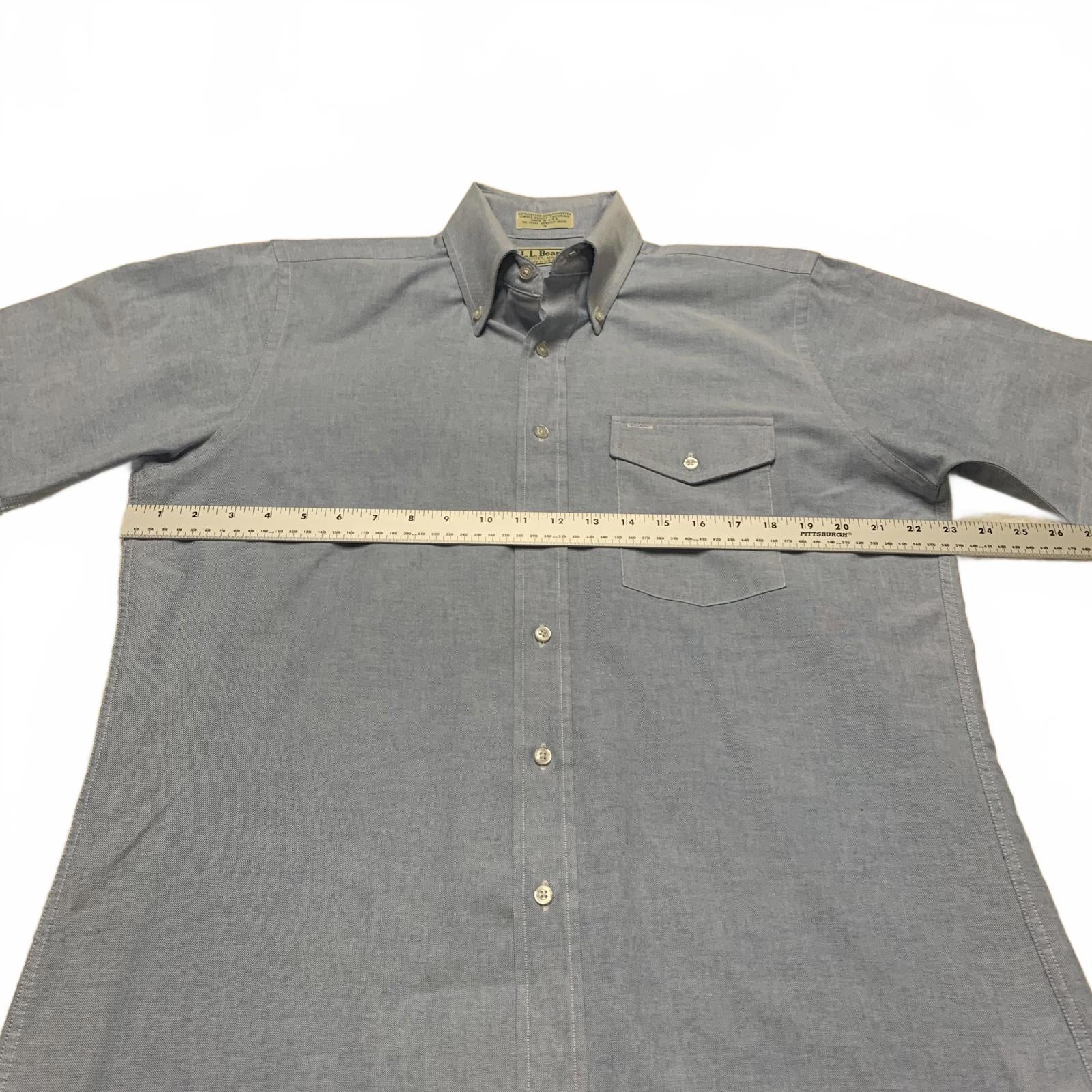 Camisa azul claro de manga corta con botones para hombre de LL Bean, talla 16/grande