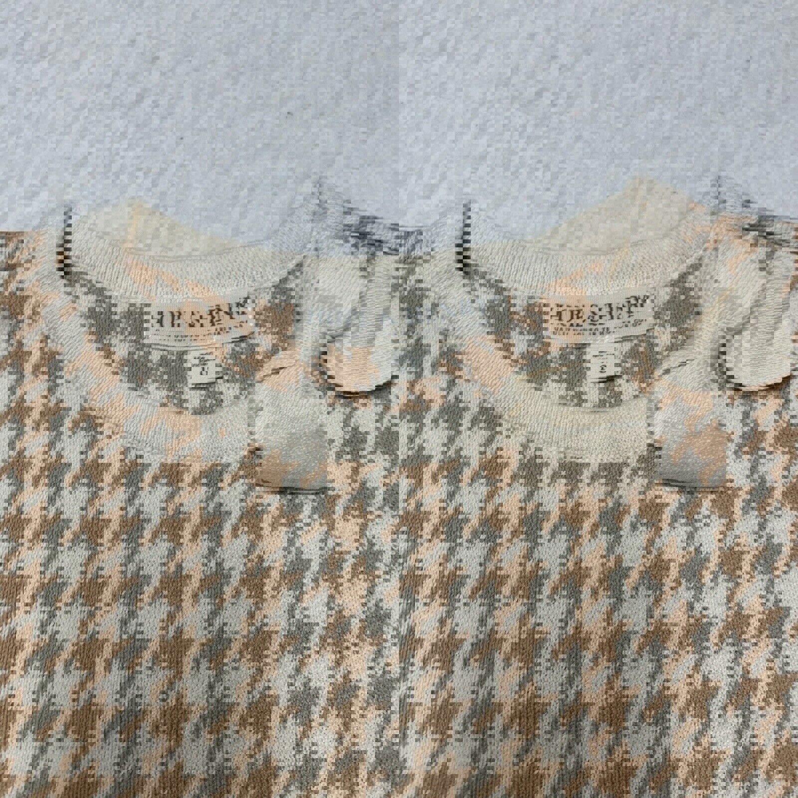 Vestido tubo Hope &amp; Henry para niñas, talla 10, color beige marfil con pata de gallo y lazo hasta la rodilla