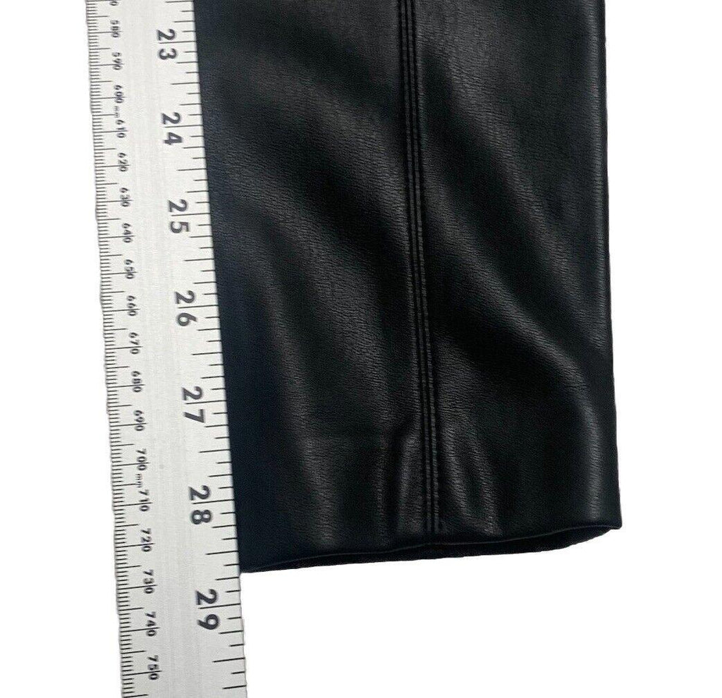 Pantalones Zara para mujer, talla pequeña, negros, de poliéster y piel sintética, hasta el tobillo