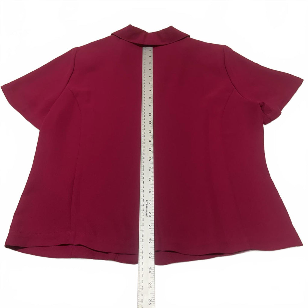 Blusa de manga corta con botones color fucsia para mujer, talla 12, de Liz Baker