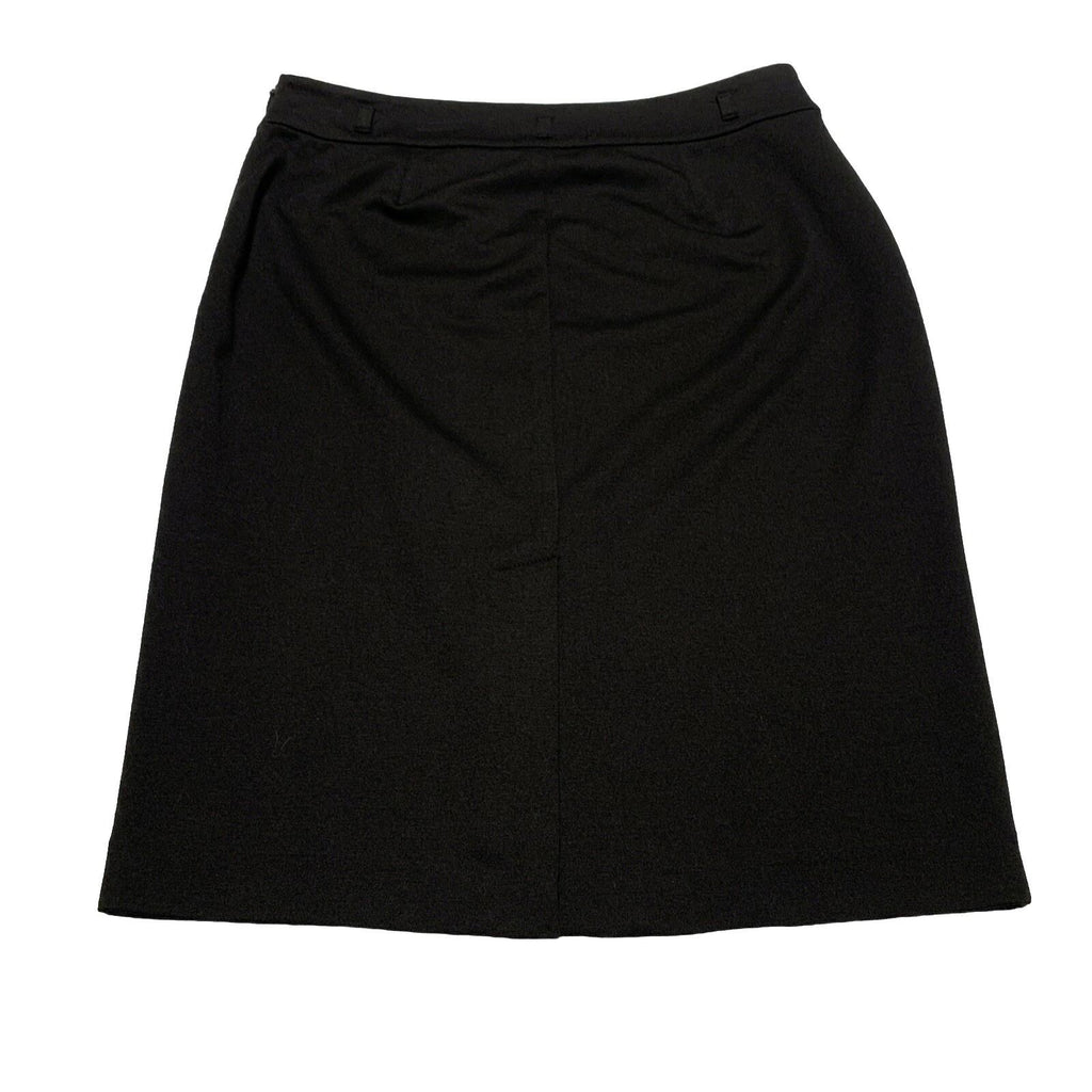 Falda tubo negra con trabillas para cinturón y cremallera lateral hasta la rodilla, talla 8, para mujer