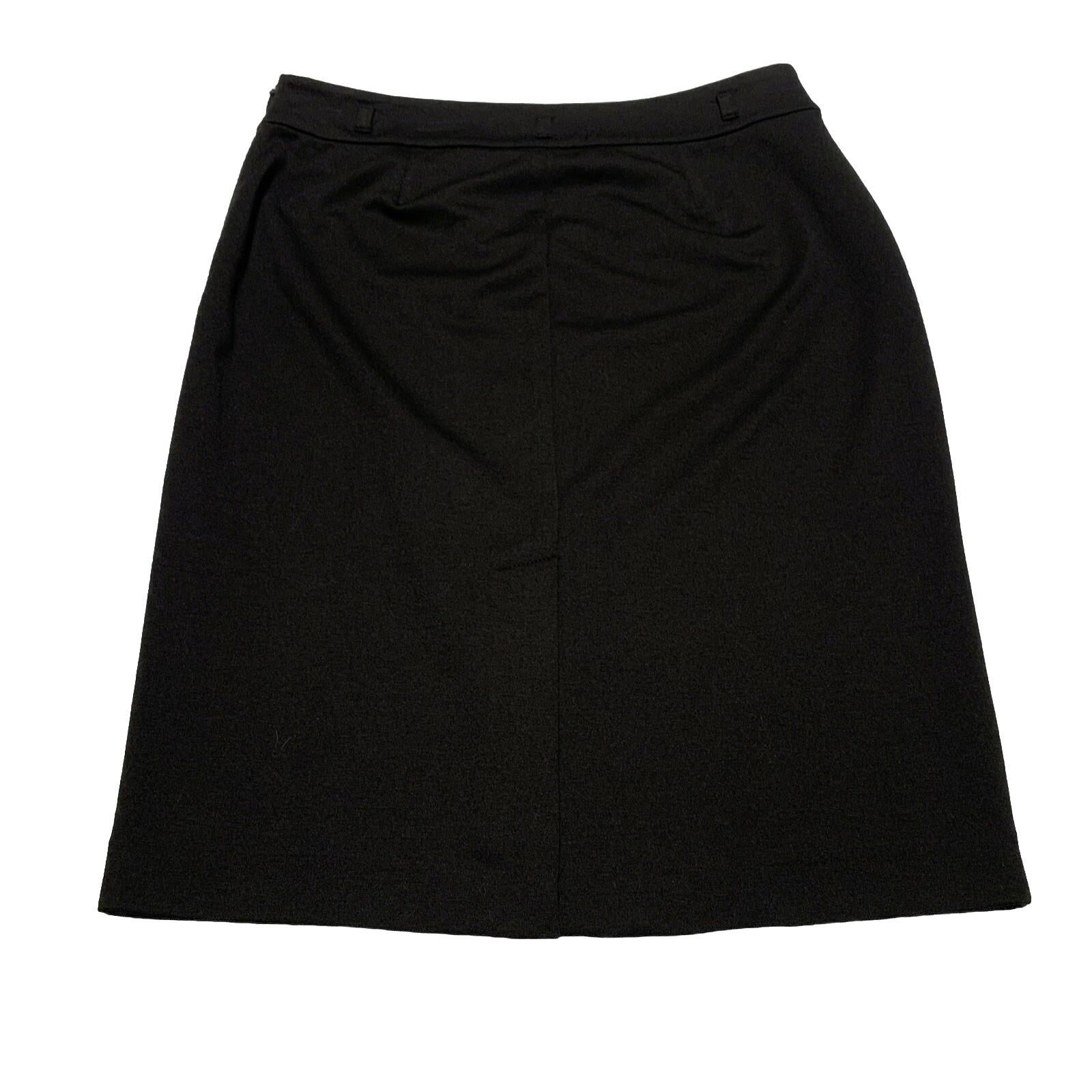 Falda tubo negra con trabillas para cinturón y cremallera lateral hasta la rodilla, talla 8, para mujer