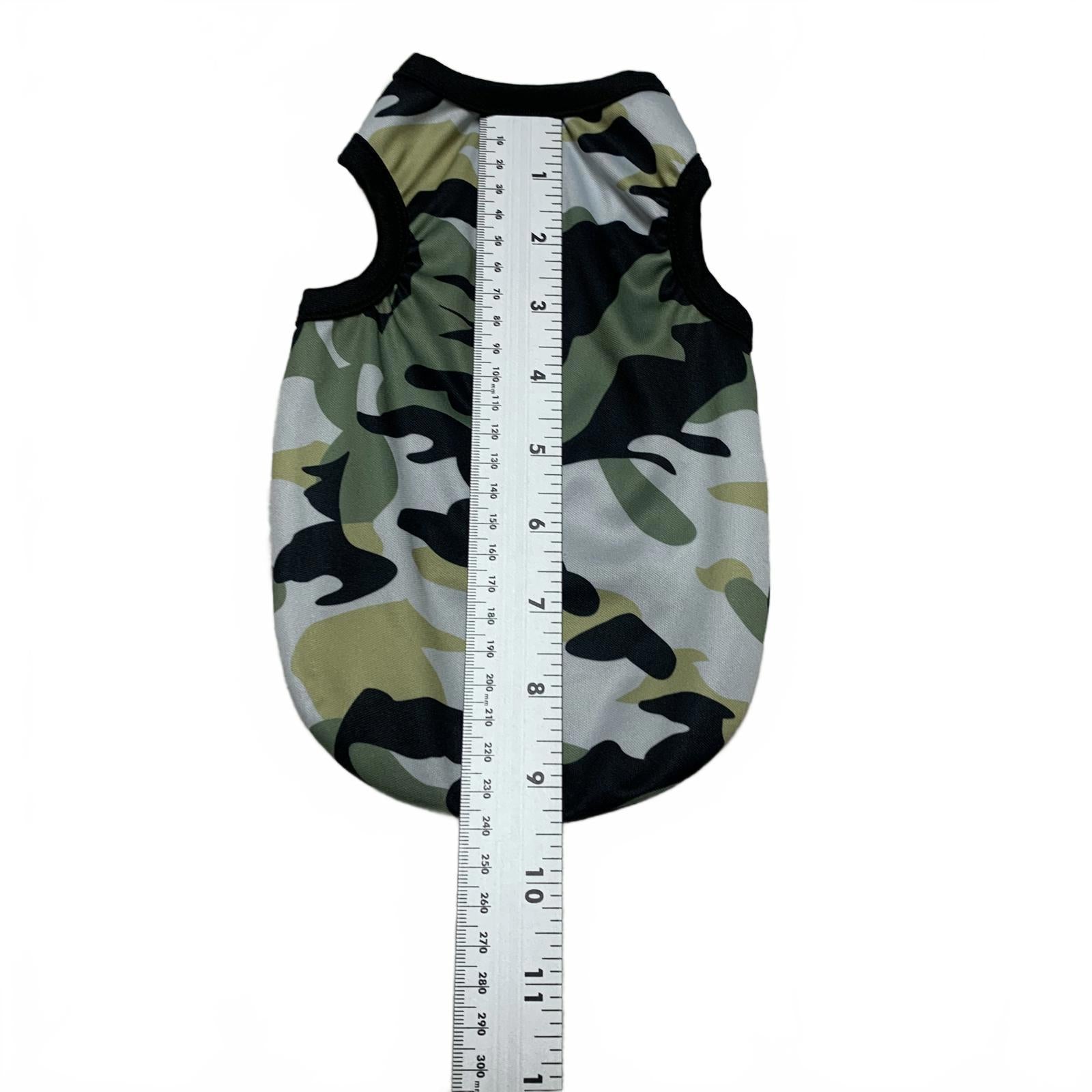 Paquete de dos camisetas para perros pequeñas, negras, de seguridad y camuflaje