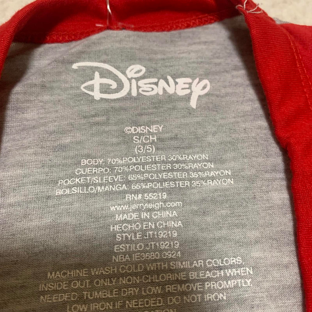 Camiseta de Minnie Mouse de Disney para niña, talla pequeña 3-5, color rojo y gris, con mangas de lunares