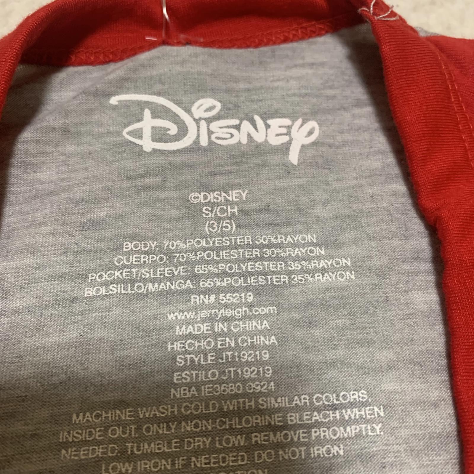 Camiseta de Minnie Mouse de Disney para niña, talla pequeña 3-5, color rojo y gris, con mangas de lunares