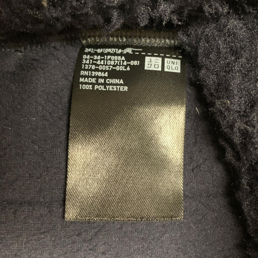 Chaleco pequeño azul marino UNIQLO para mujer, chaqueta de forro polar con cuello en V y cremallera completa, de imitación sherpa