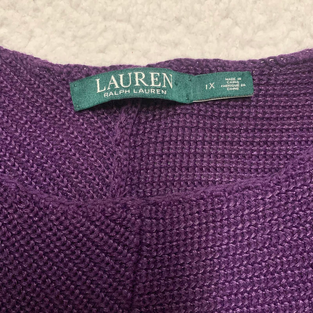 Suéter de punto morado Ralph Lauren para mujer, talla 1X