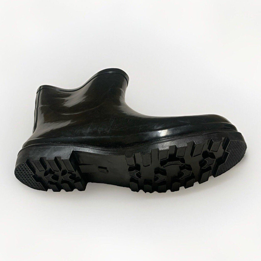 DEW Rubber Sole Rain Women's Boots Sz 11 Shiny Black Ankle Height Buckle Pull-on