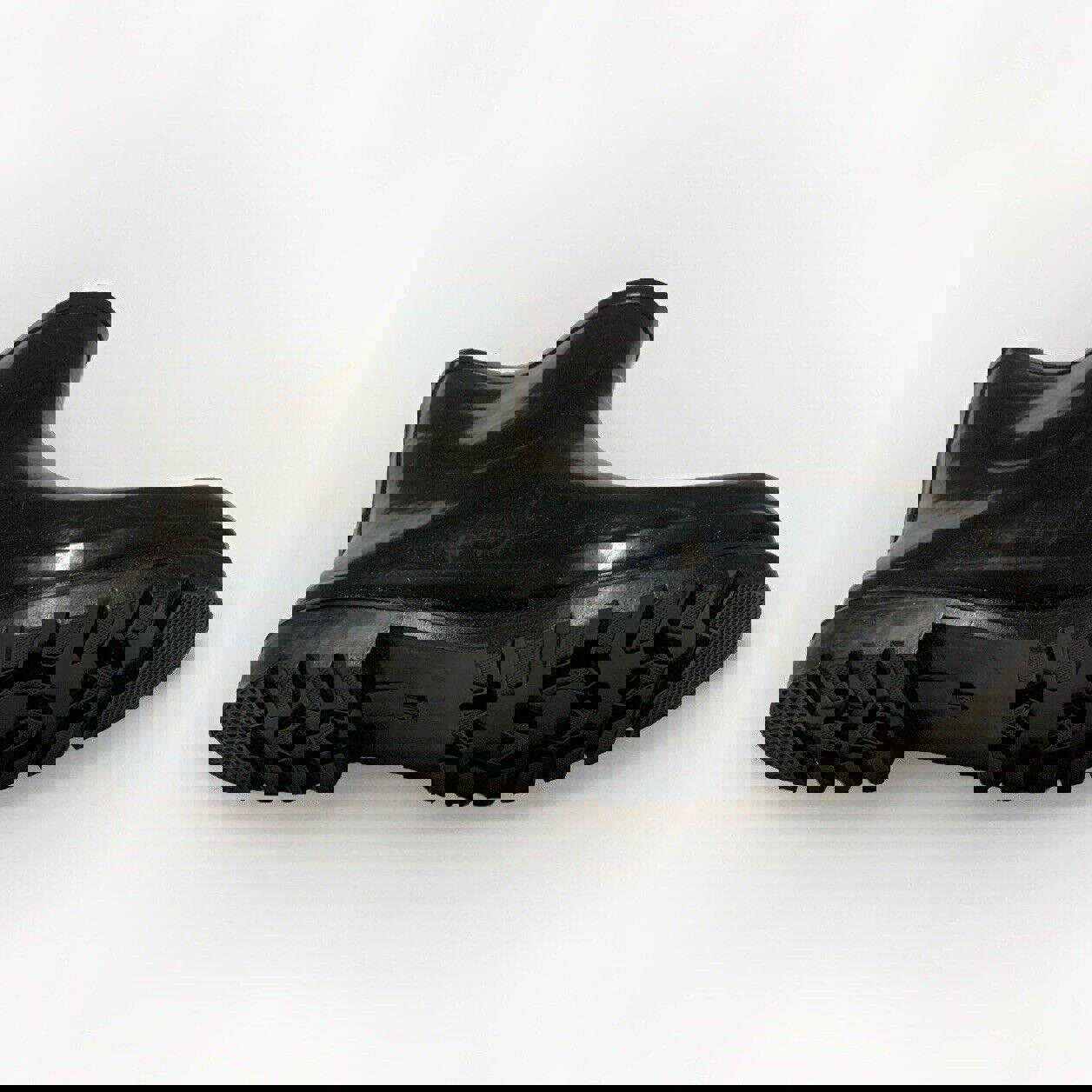 DEW Rubber Sole Rain Women's Boots Sz 11 Shiny Black Ankle Height Buckle Pull-on