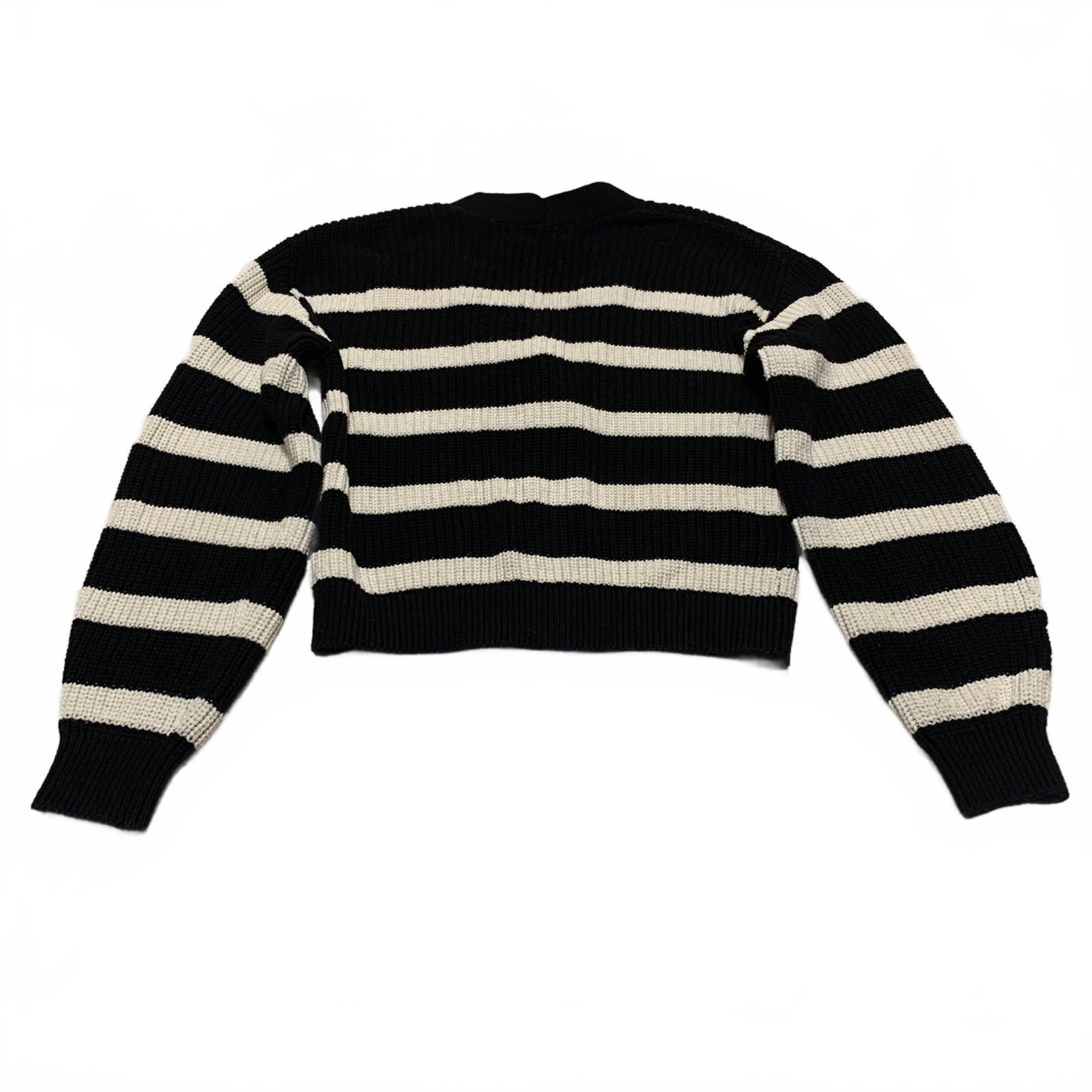 Cárdigan de punto a rayas blancas y negras con botones delanteros para mujer de H&amp;M, talla XS