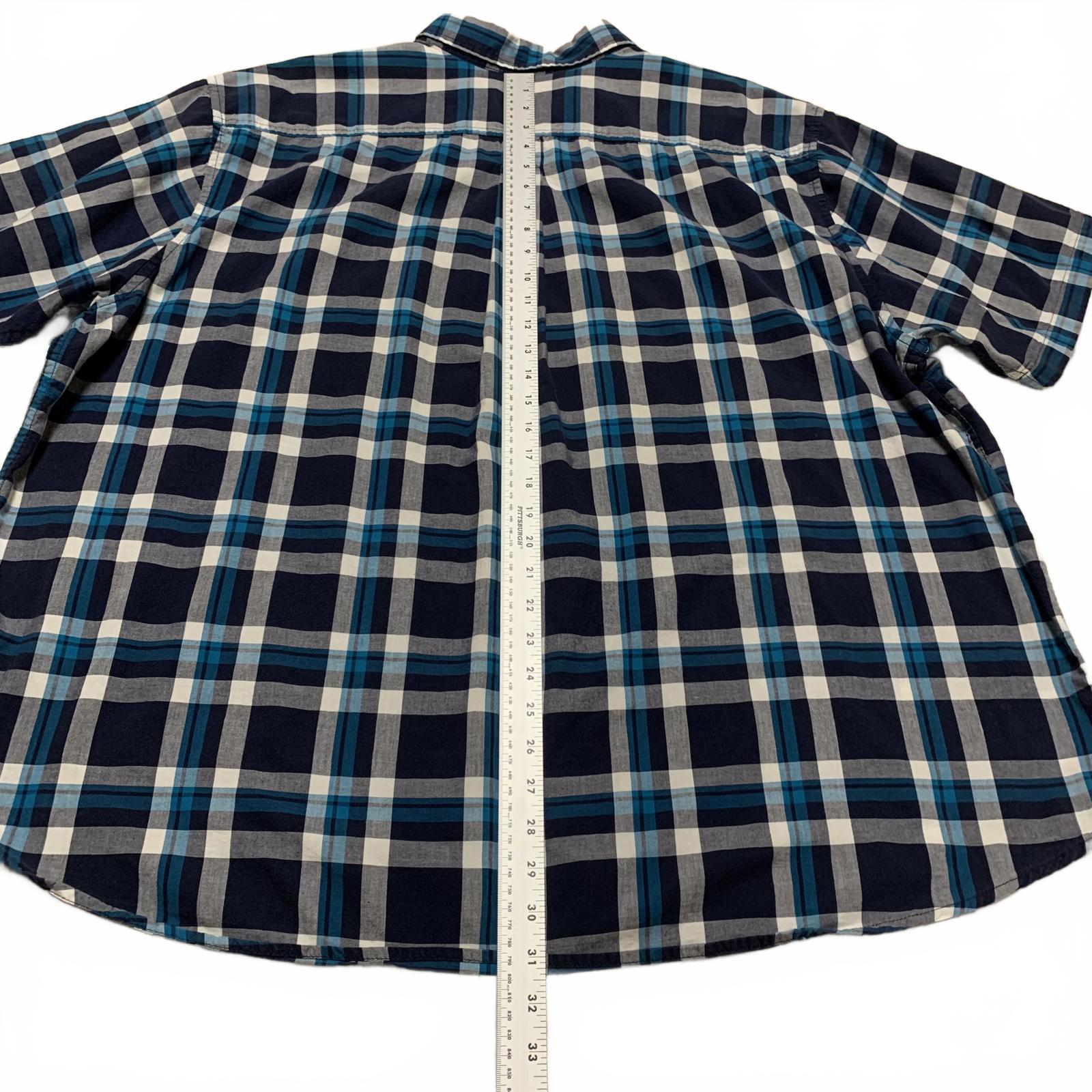 Camisa de manga corta con botones a cuadros azules talla 3XL para hombre de Basic Editions