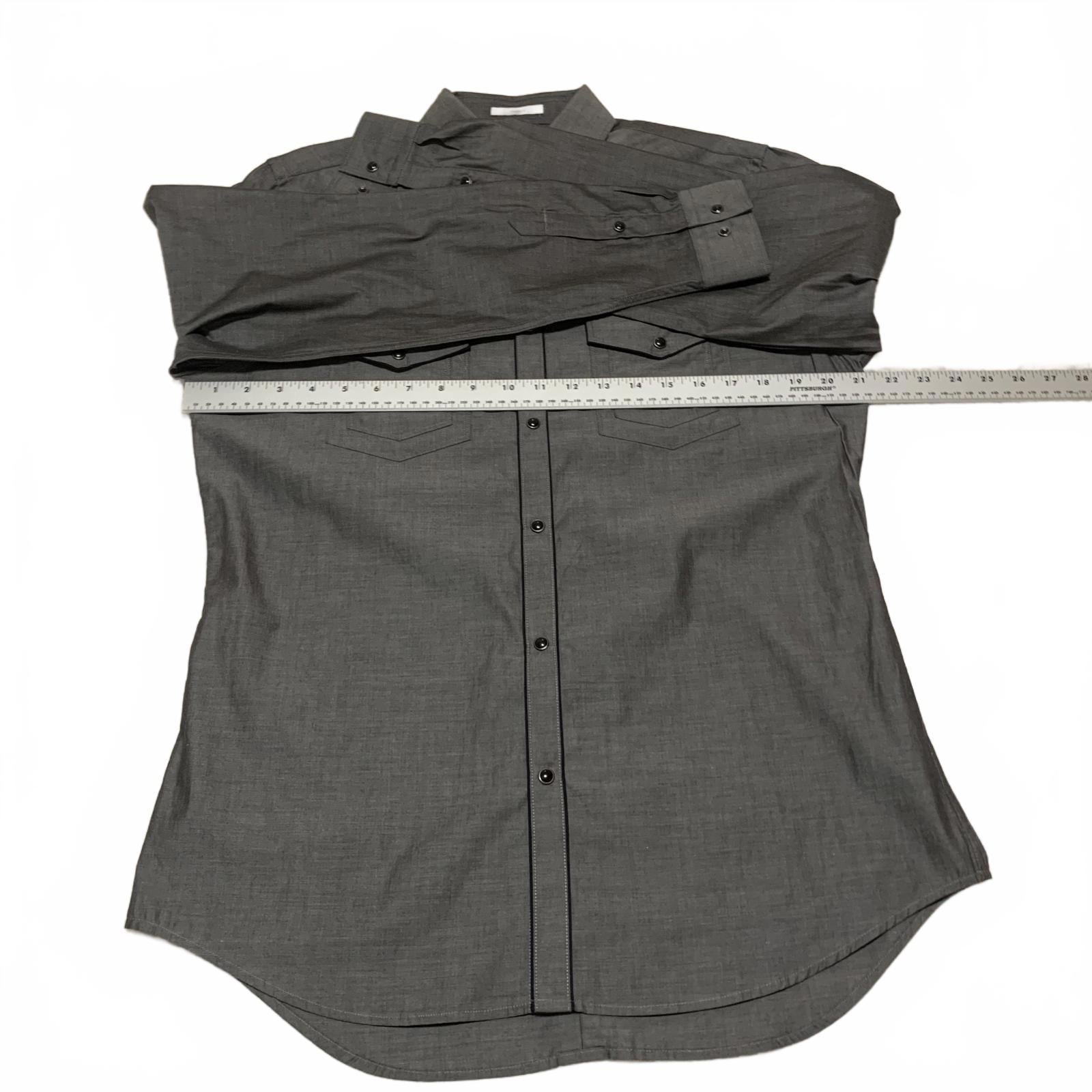 Camisa informal de manga larga para hombre, estilo occidental, color gris, talla mediana 15-15 1/2