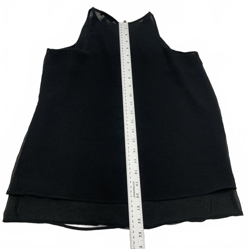 Blusa negra sin mangas con escote tachonado, talla XS para mujer, limitada