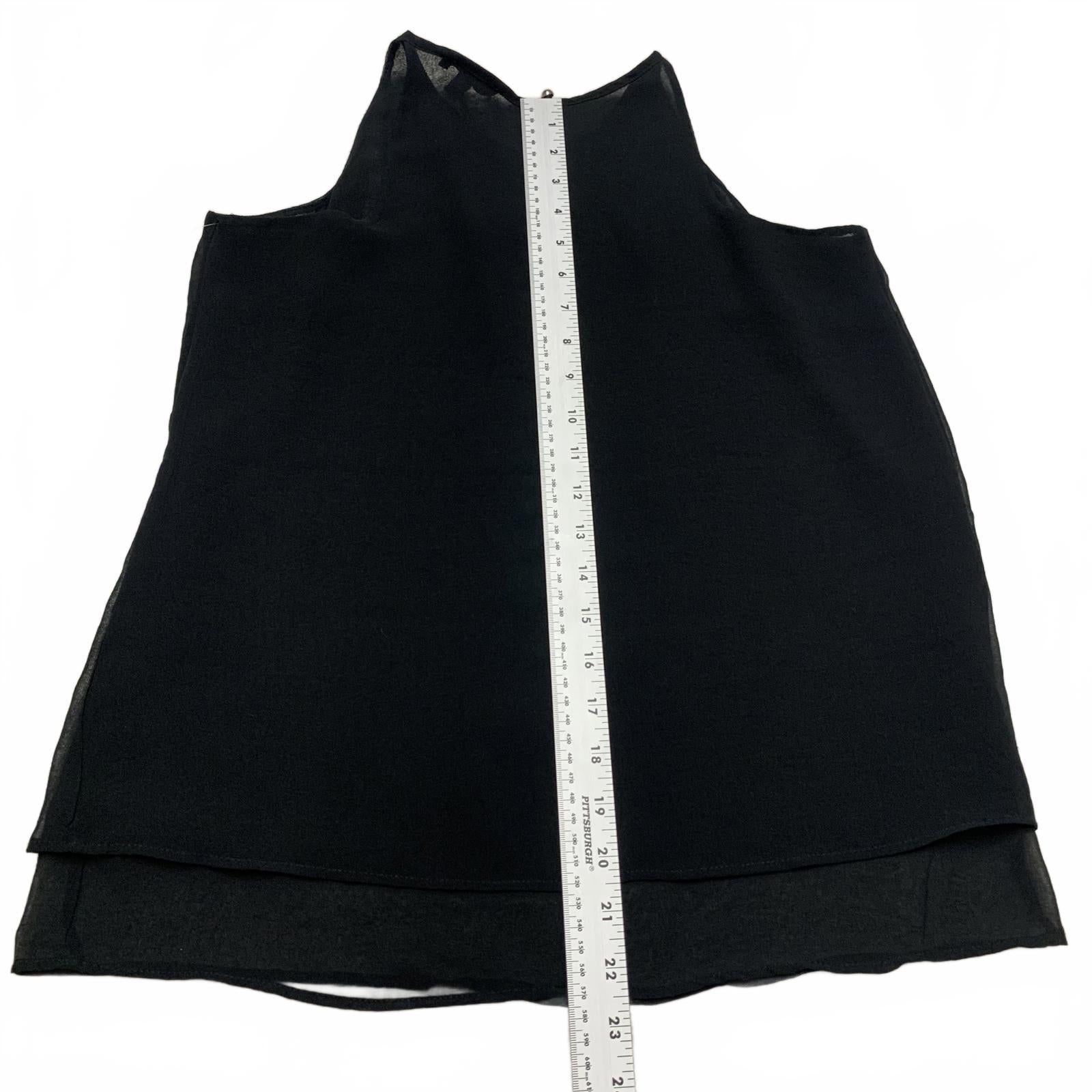 Blusa negra sin mangas con escote tachonado, talla XS para mujer, limitada