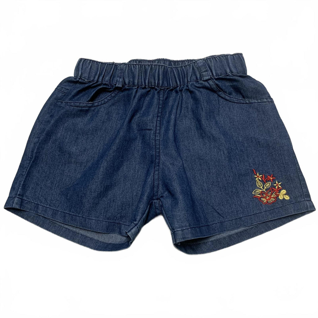 Pantalones cortos de mezclilla azul bordados Palakshi para niñas talla 8-9 años
