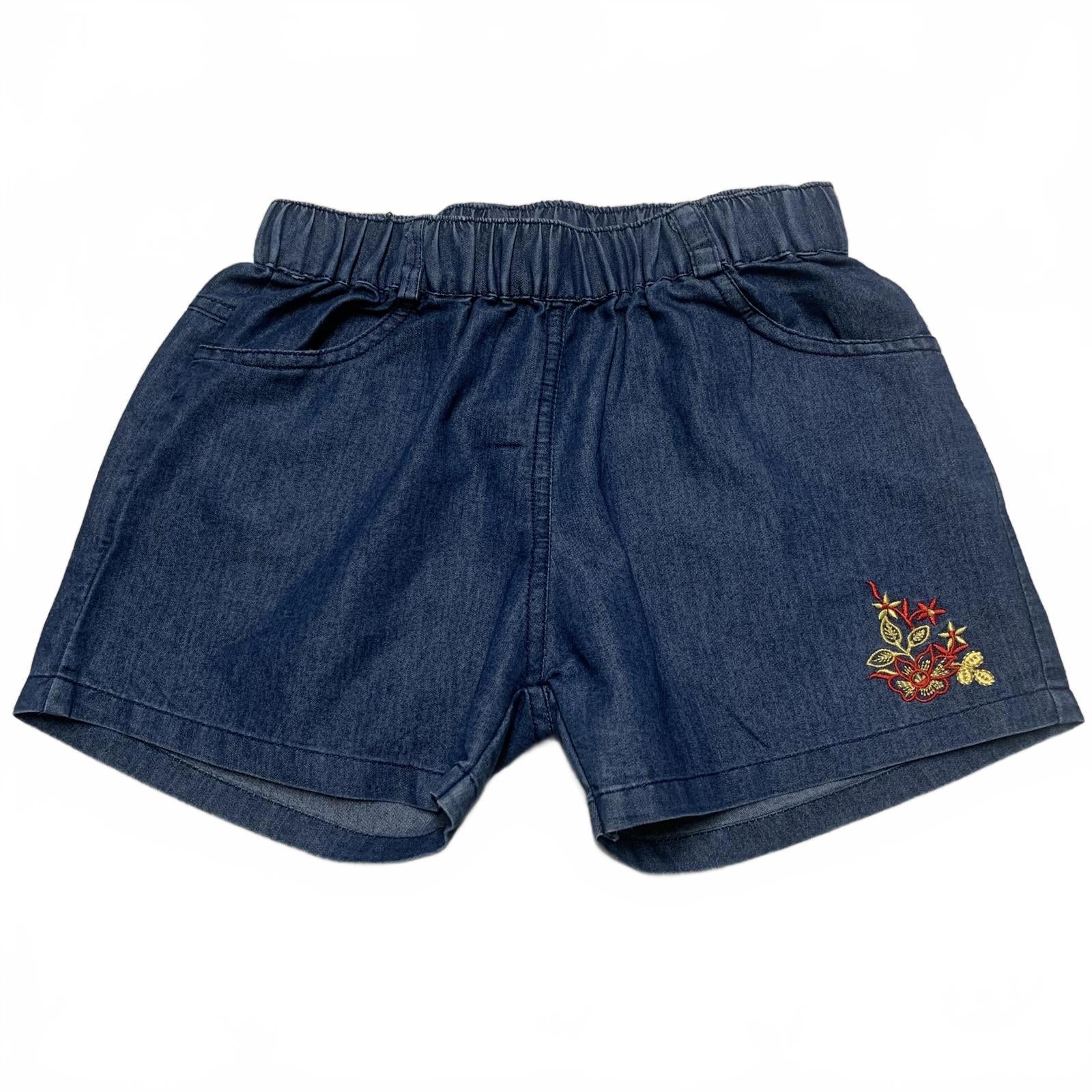 Pantalones cortos de mezclilla azul bordados Palakshi para niñas talla 8-9 años