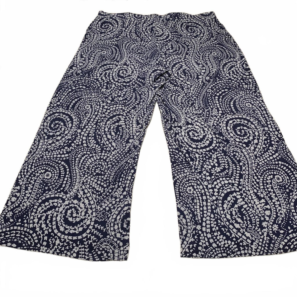 Pantalones anchos con estampado abstracto azul marino para mujer Charter Club Weekend (talla 3X, talla 41)