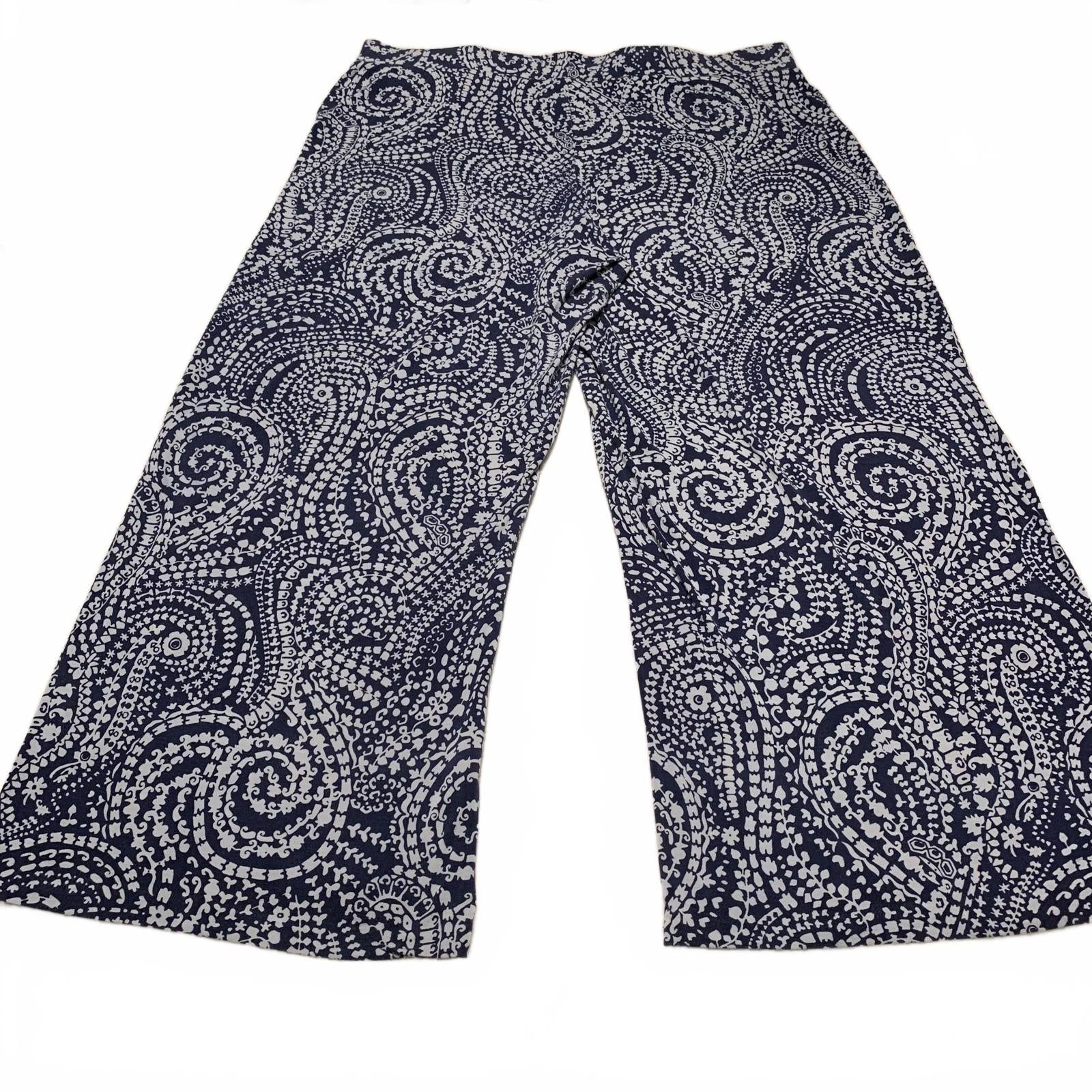 Pantalones anchos con estampado abstracto azul marino para mujer Charter Club Weekend (talla 3X, talla 41)