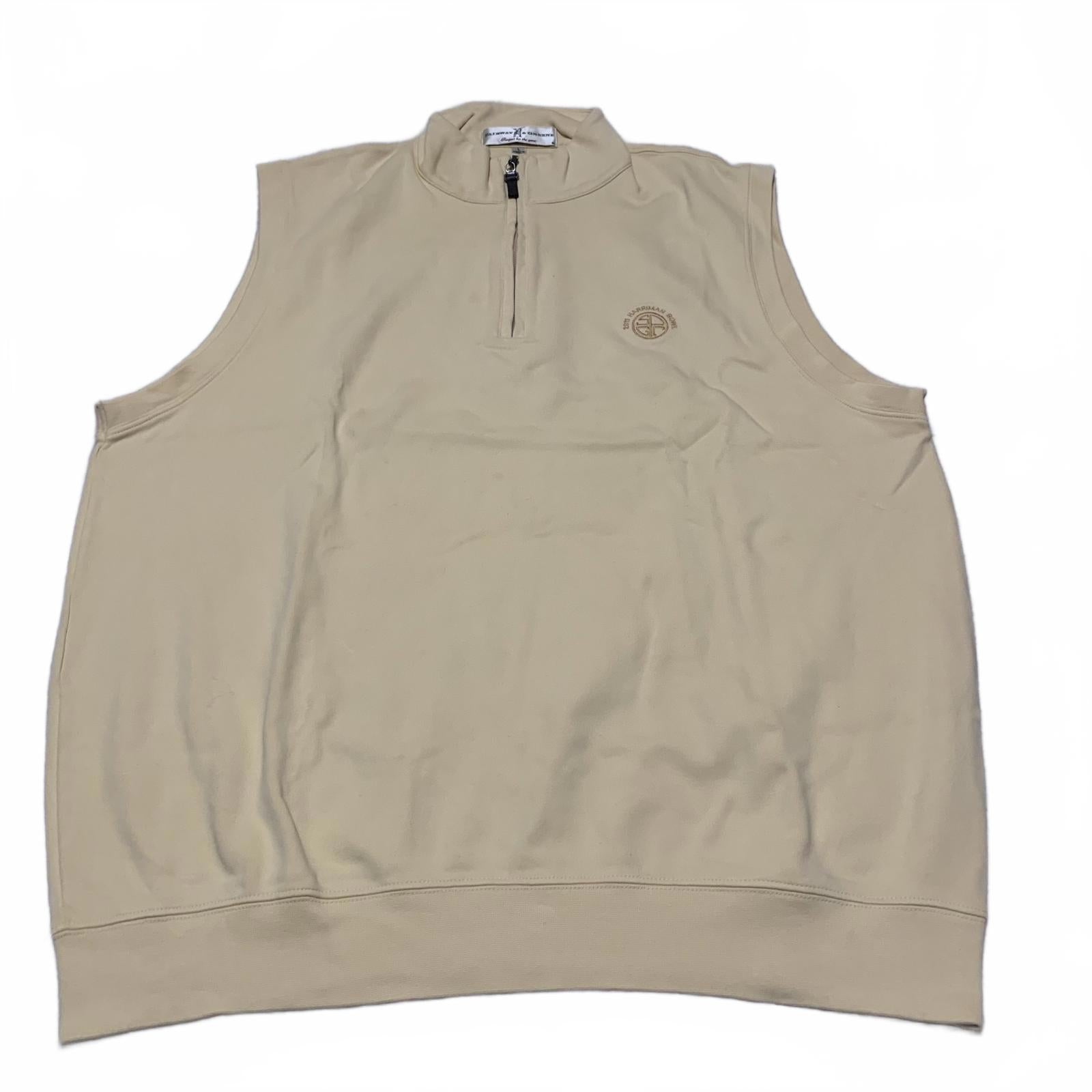 Fairway &amp; Greene Chaleco sin mangas beige amarillo talla L para hombre con cremallera de algodón Pima Perú