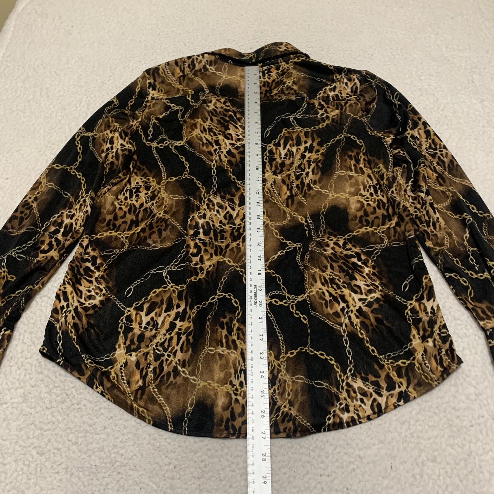 Blusa de manga larga negra y dorada con estampado de leopardo para mujer, talla XXL, de Miss Tina Knowles