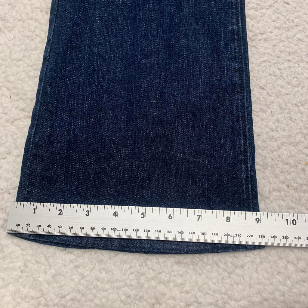 Vaqueros acampanados Curvy Kicks de mezclilla azul oscuro para mujer, talla 30/10, tiro alto 30 x 25