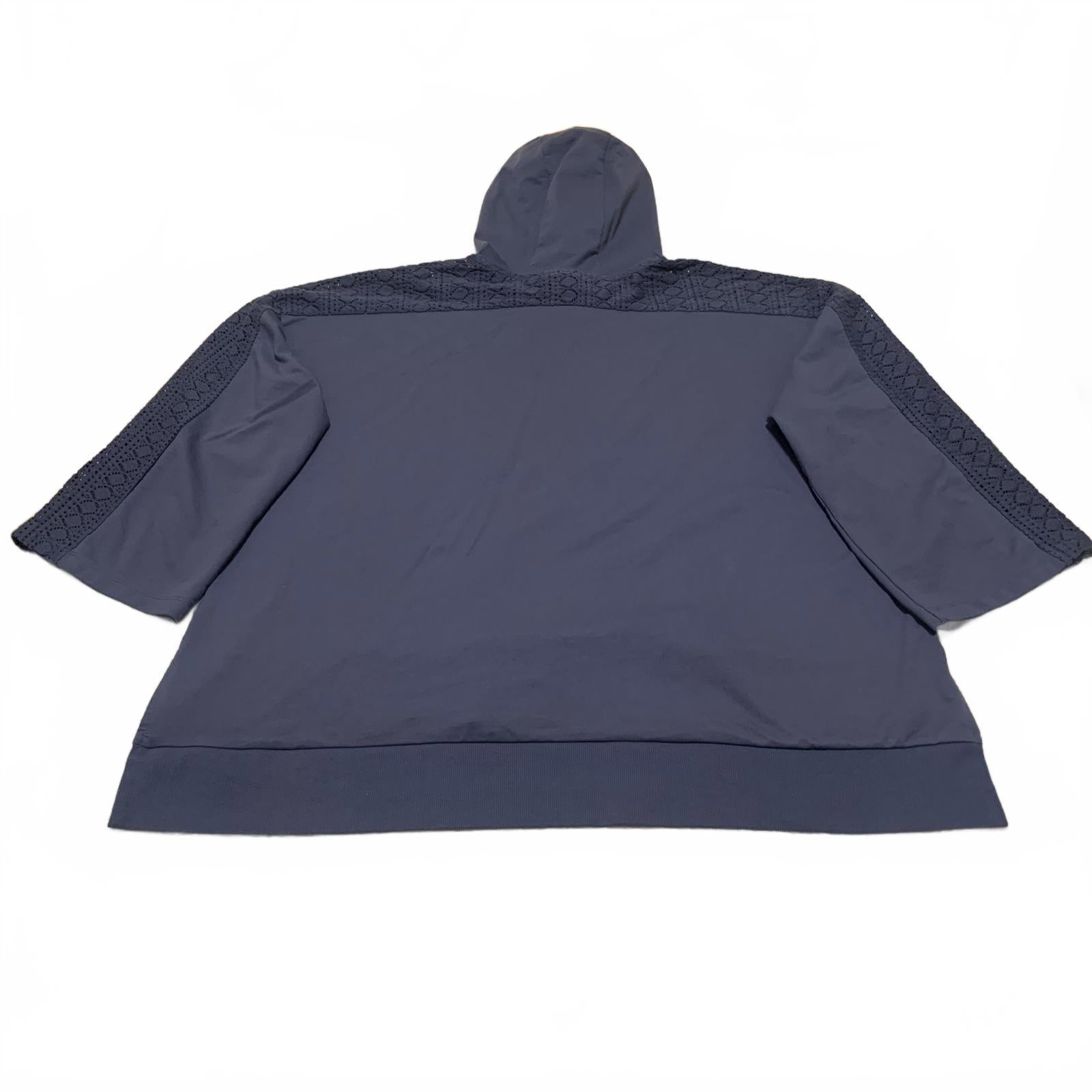 June & Vie Women's Size Large 18-20 Slate Blue Hoodie Sweatshirt Textured Detail
