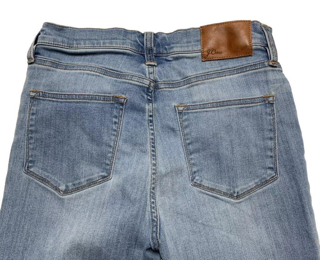 Vaqueros J. Crew para mujer, talla 27, lavado azul claro, pitillo, corte desgastado, dobladillo sin rematar