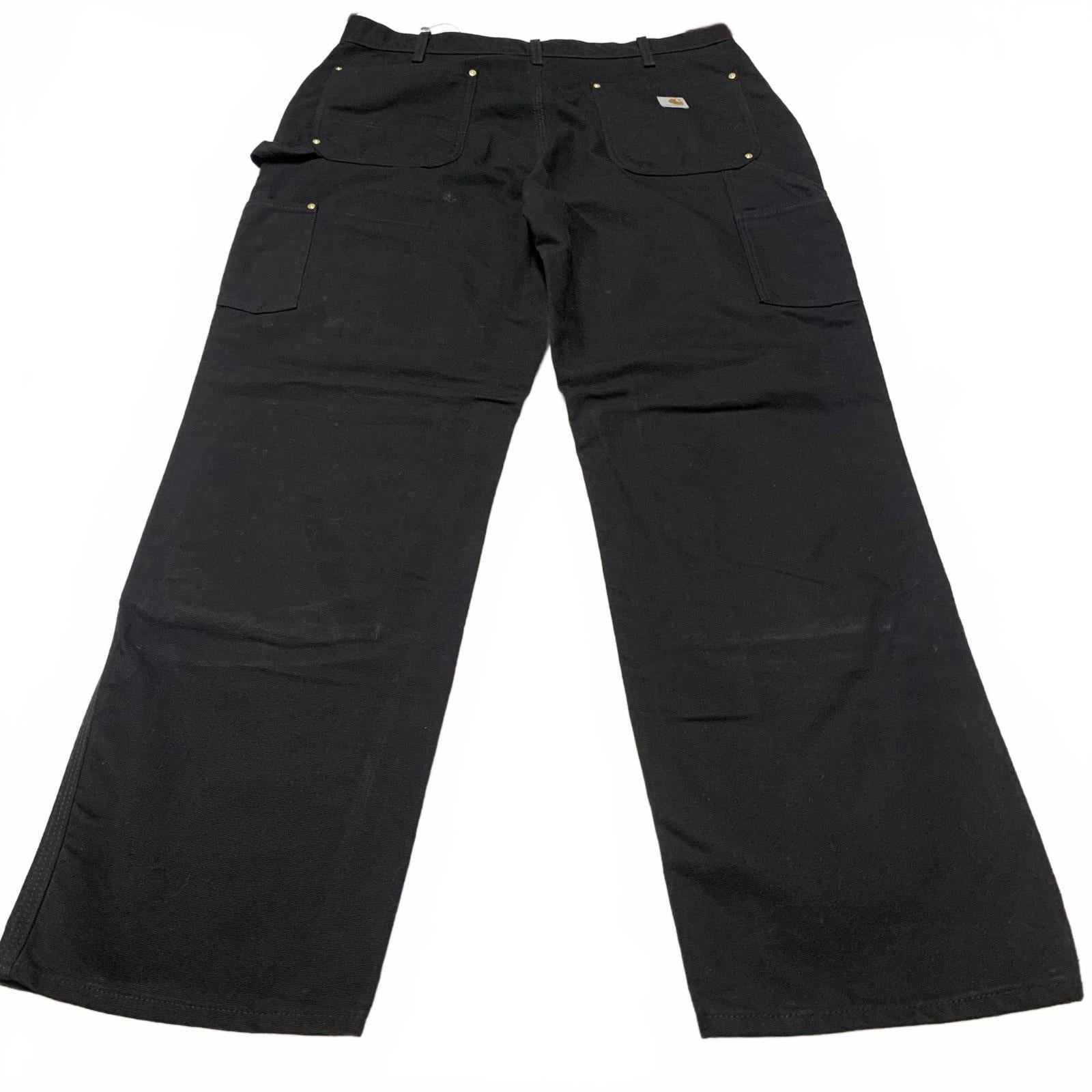 Pantalones Carhartt para hombre, talla 38x32, negros, holgados, con doble rodilla, para trabajo, EE. UU.