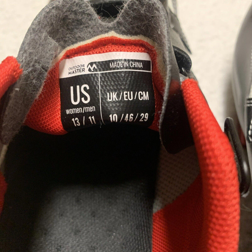 Zapatillas de ciclismo Outdoor Master unisex para mujer, talla 13, para hombre, talla 11, color negro, rojo y gris