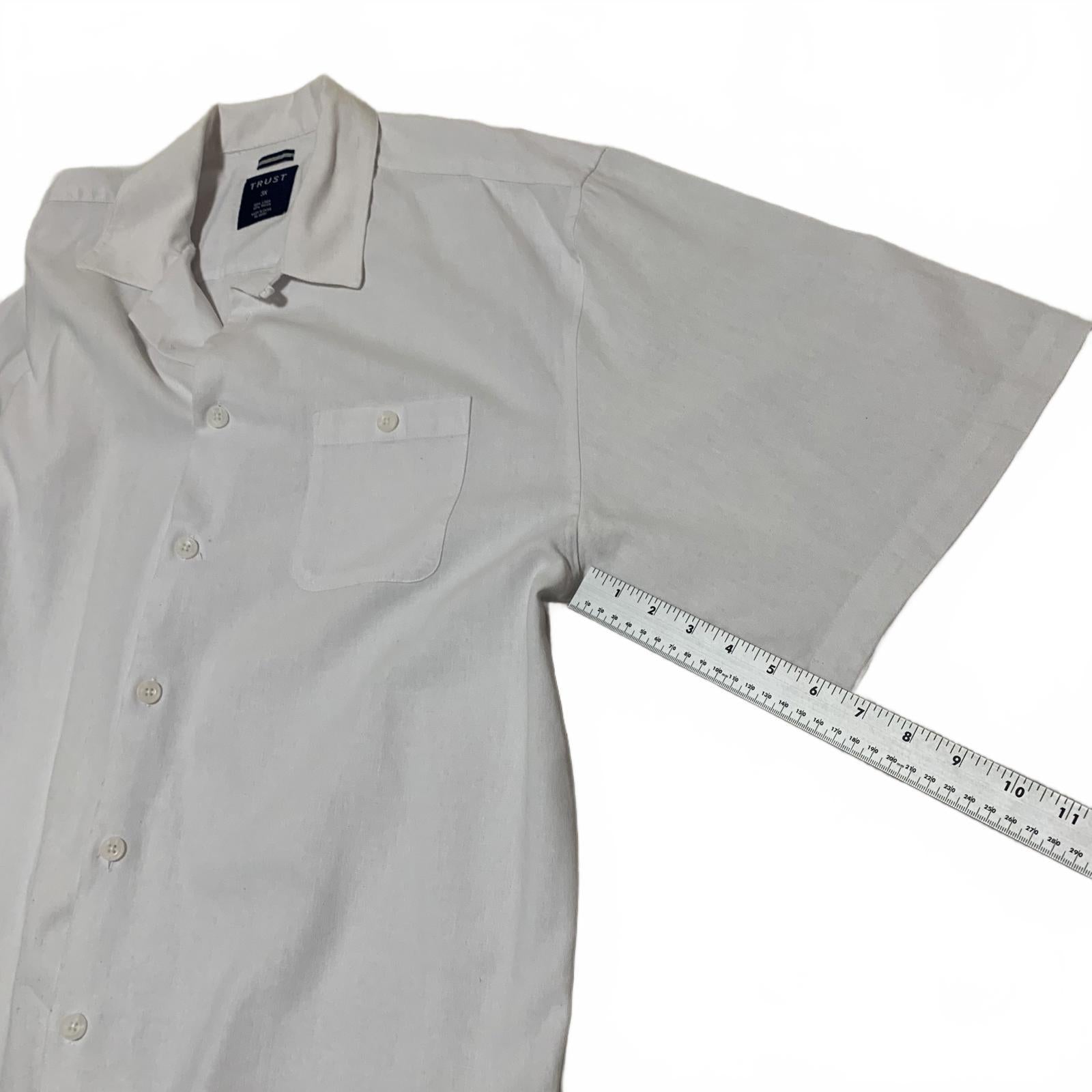 Vtg 90s Trust Men's 3X White Linen Rayon Short Sleeve  Casual Beach 3XL Shirt