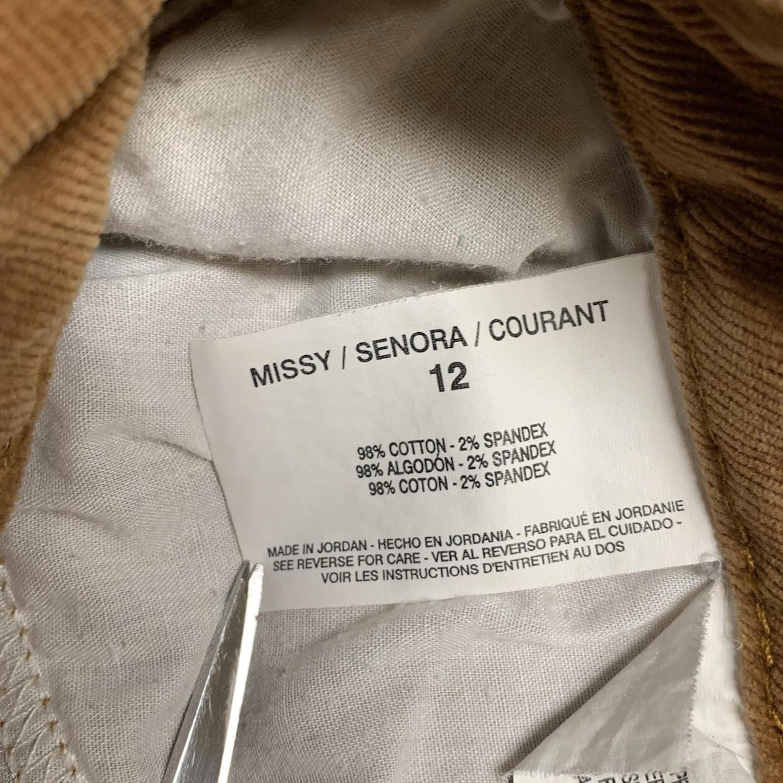 Pantalones de pana Bandolino para mujer, talla 12, marrón, estilo Mandie, pierna recta