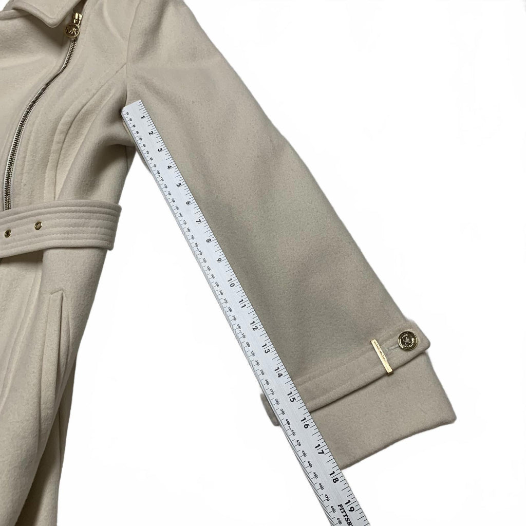 Abrigo con cremallera color crema Michael Kors para mujer, talla 10