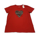 J.Crew Women's Size Medium Red Leopard Heart T-Shirt Collector Tee