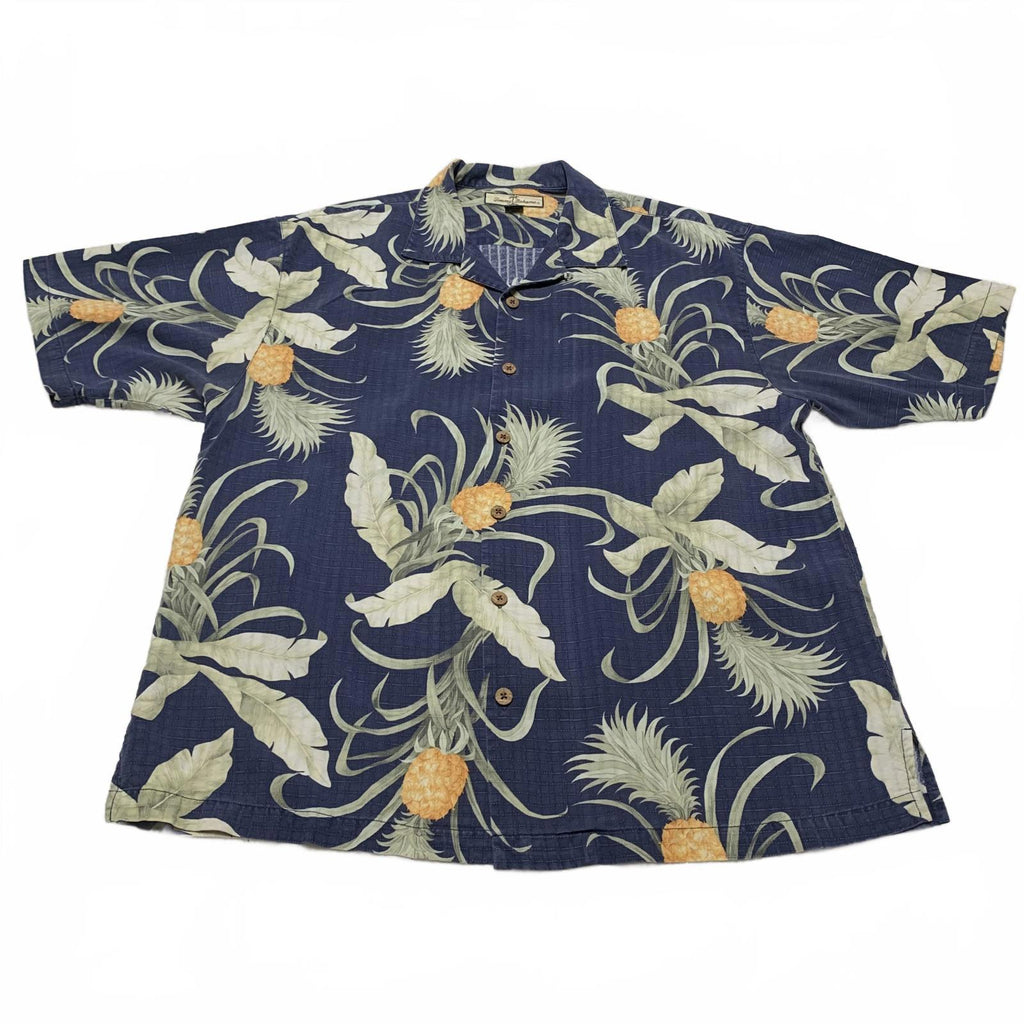 Camisa de seda con diseño de piña Tommy Bahama para hombre, talla L, lista para vacaciones hawaianas