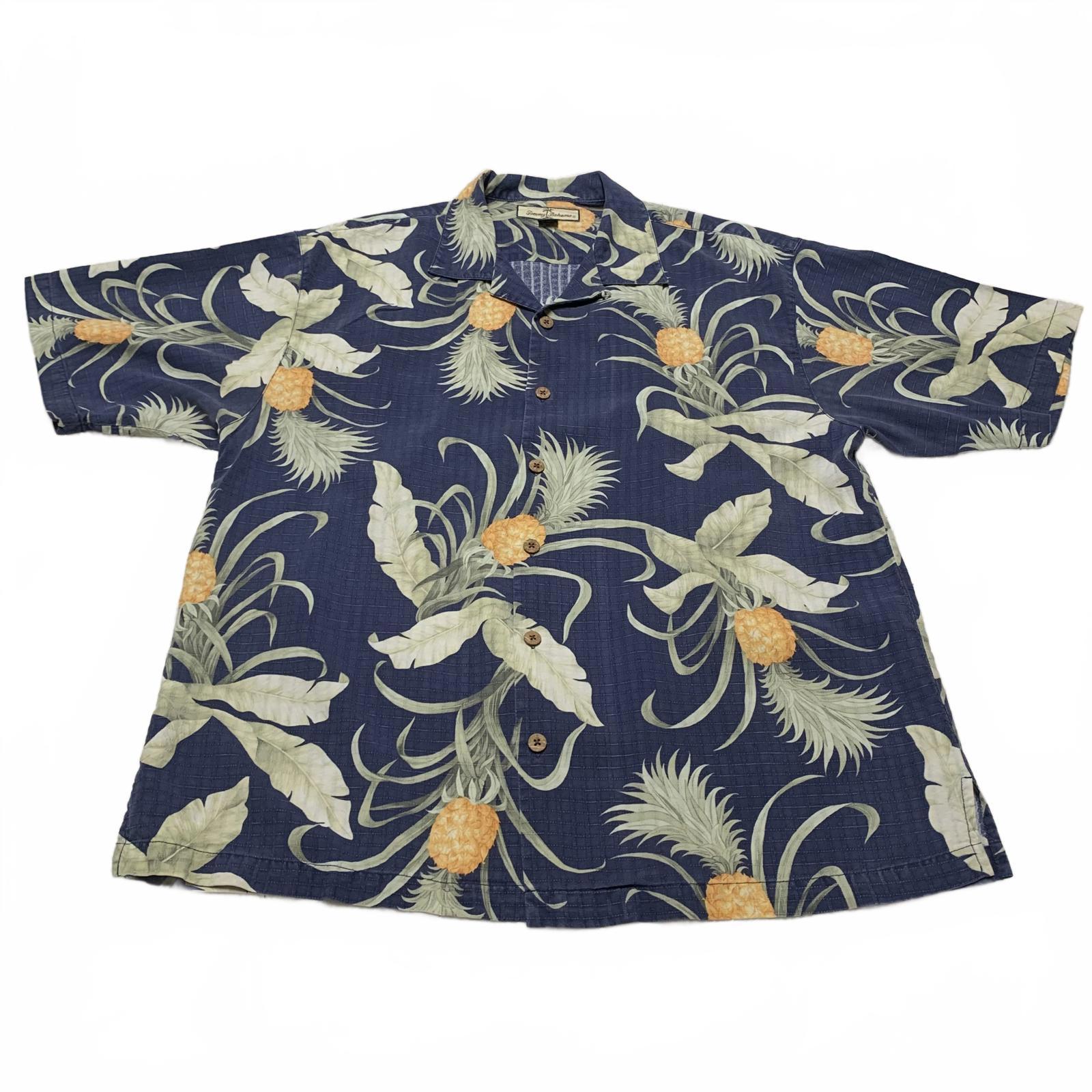 Camisa de seda con diseño de piña Tommy Bahama para hombre, talla L, lista para vacaciones hawaianas