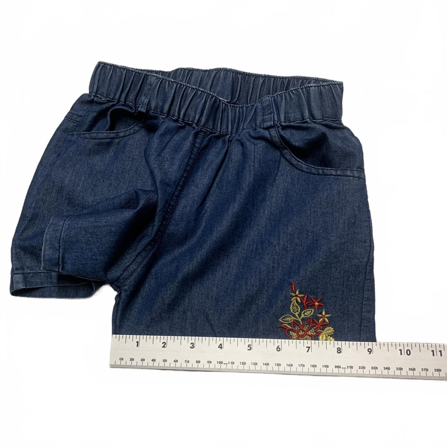 Palakshi Girls' Sz 8-9 yrs Blue Denim Shorts Embroidery