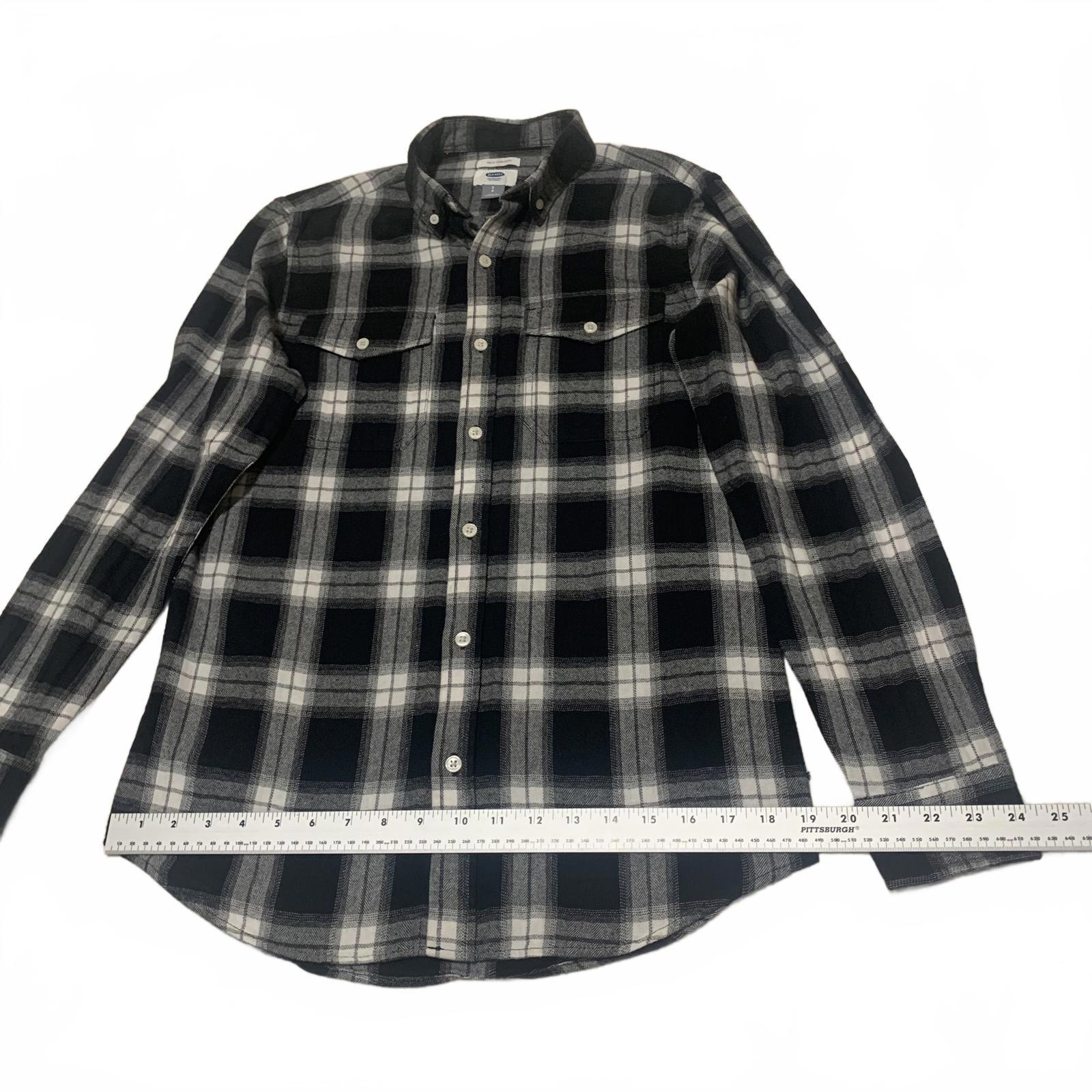 Camisa de botones Old Navy para hombre, talla S pequeña, piedra, negro, blanco, cuadros, informal, algodón