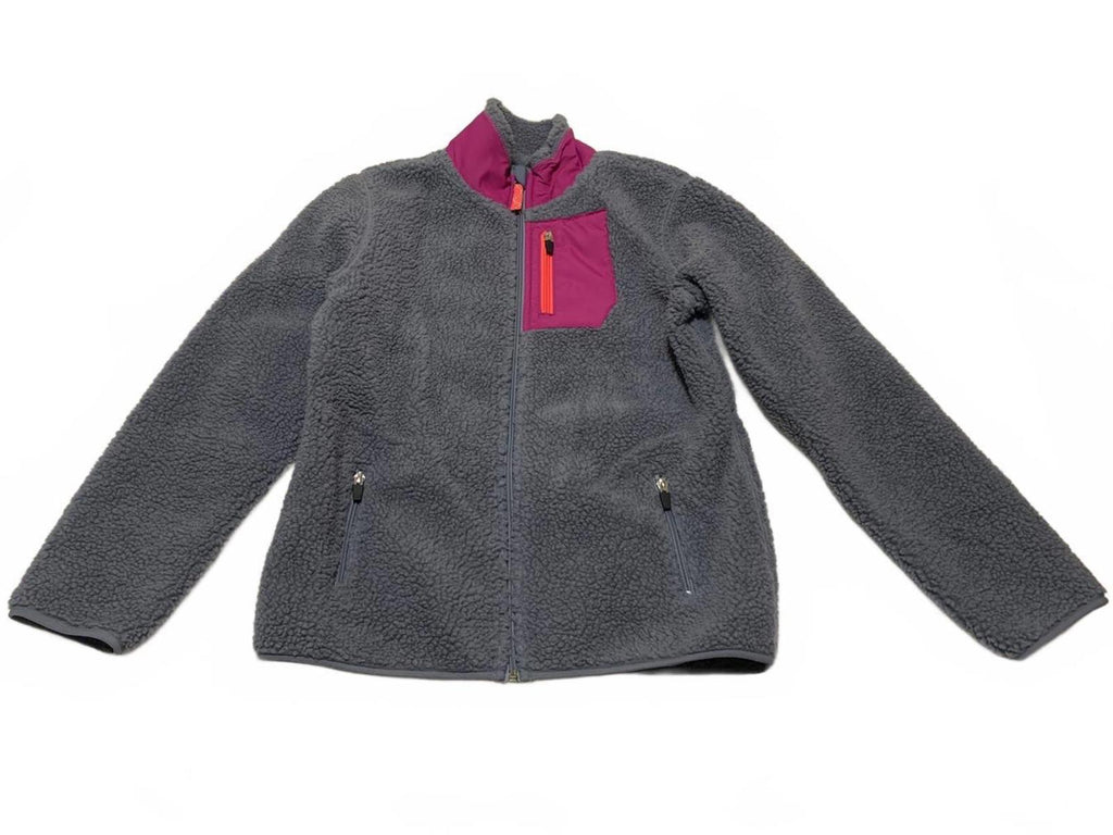 Chaqueta polar gris Old Navy para niña, talla XL TG 14R, con detalles en rosa