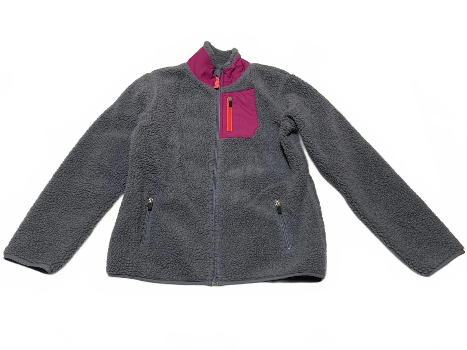 Chaqueta polar gris Old Navy para niña, talla XL TG 14R, con detalles en rosa