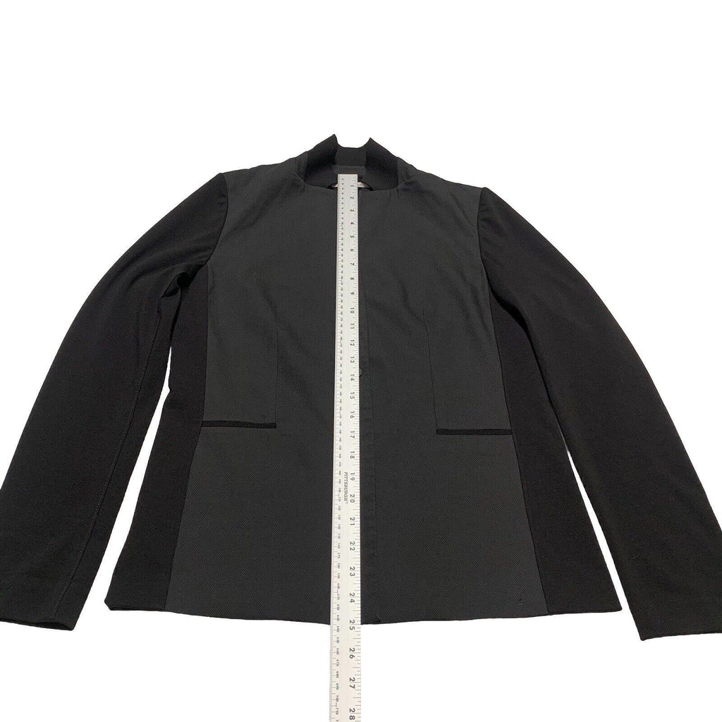 Blazer de punto Tahari de doble textura para mujer, talla 4, negro y gris